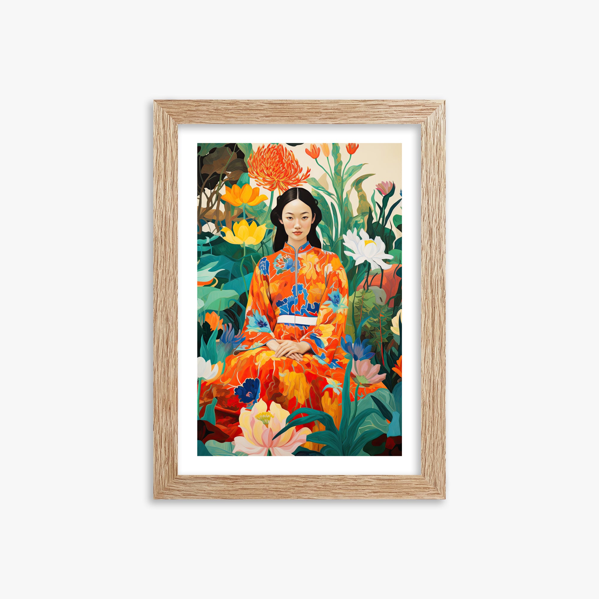 Garden Muse, 21x30cm Framed Poster With Raw Oak Frame