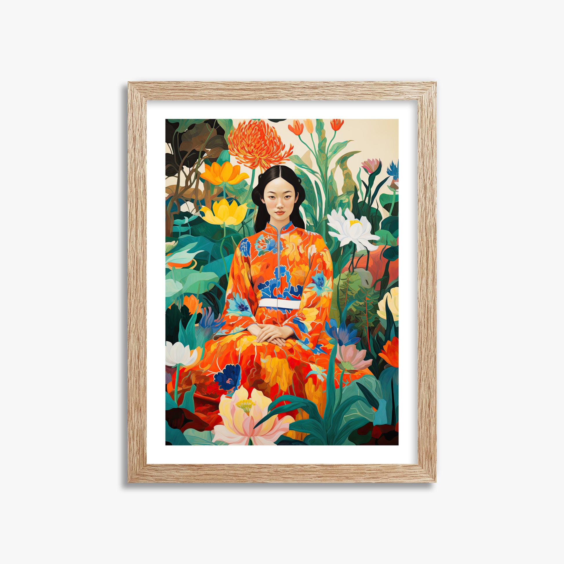 Garden Muse, 30x40cm Framed Poster With Raw Oak Frame