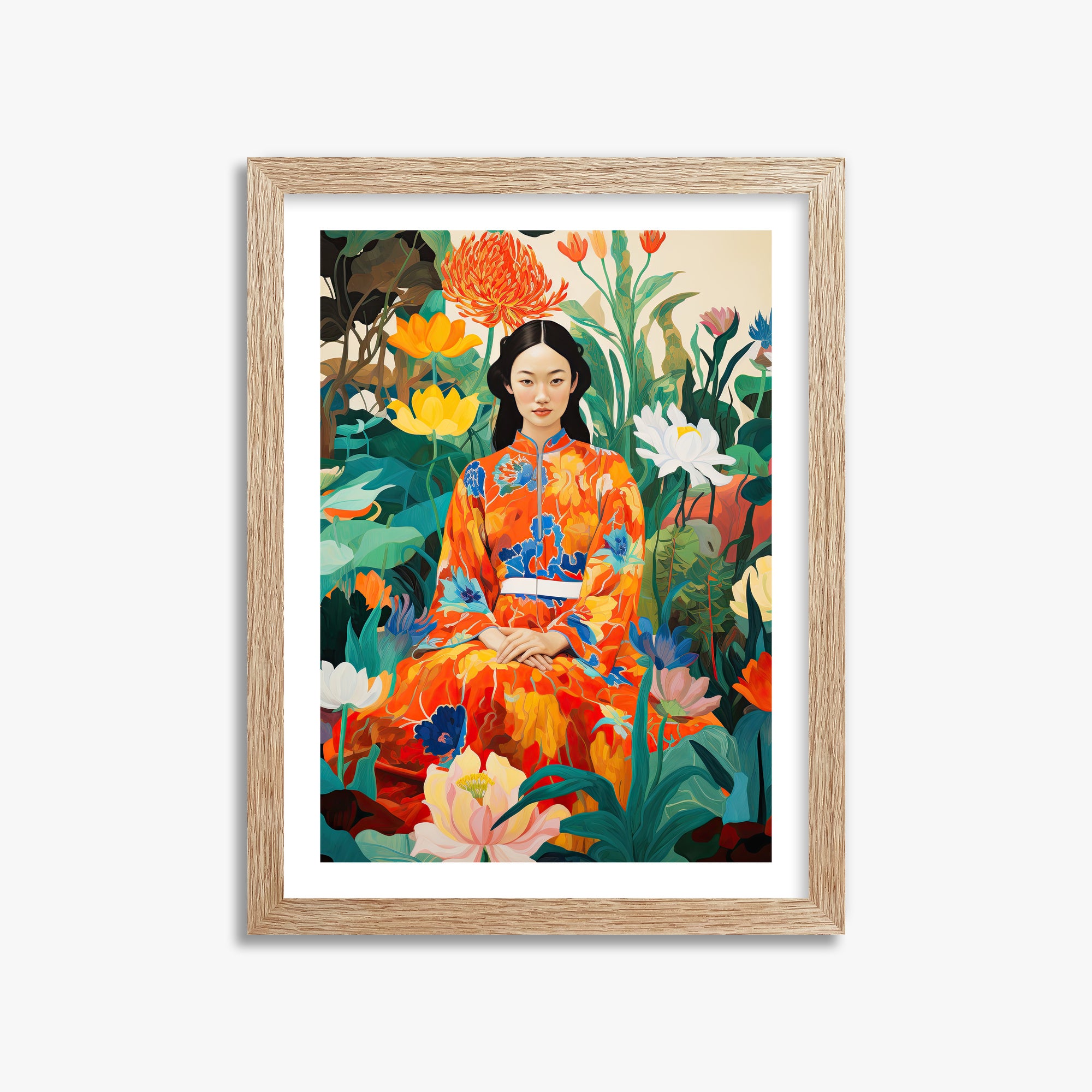 Garden Muse, 30x40cm Framed Poster With Raw Oak Frame