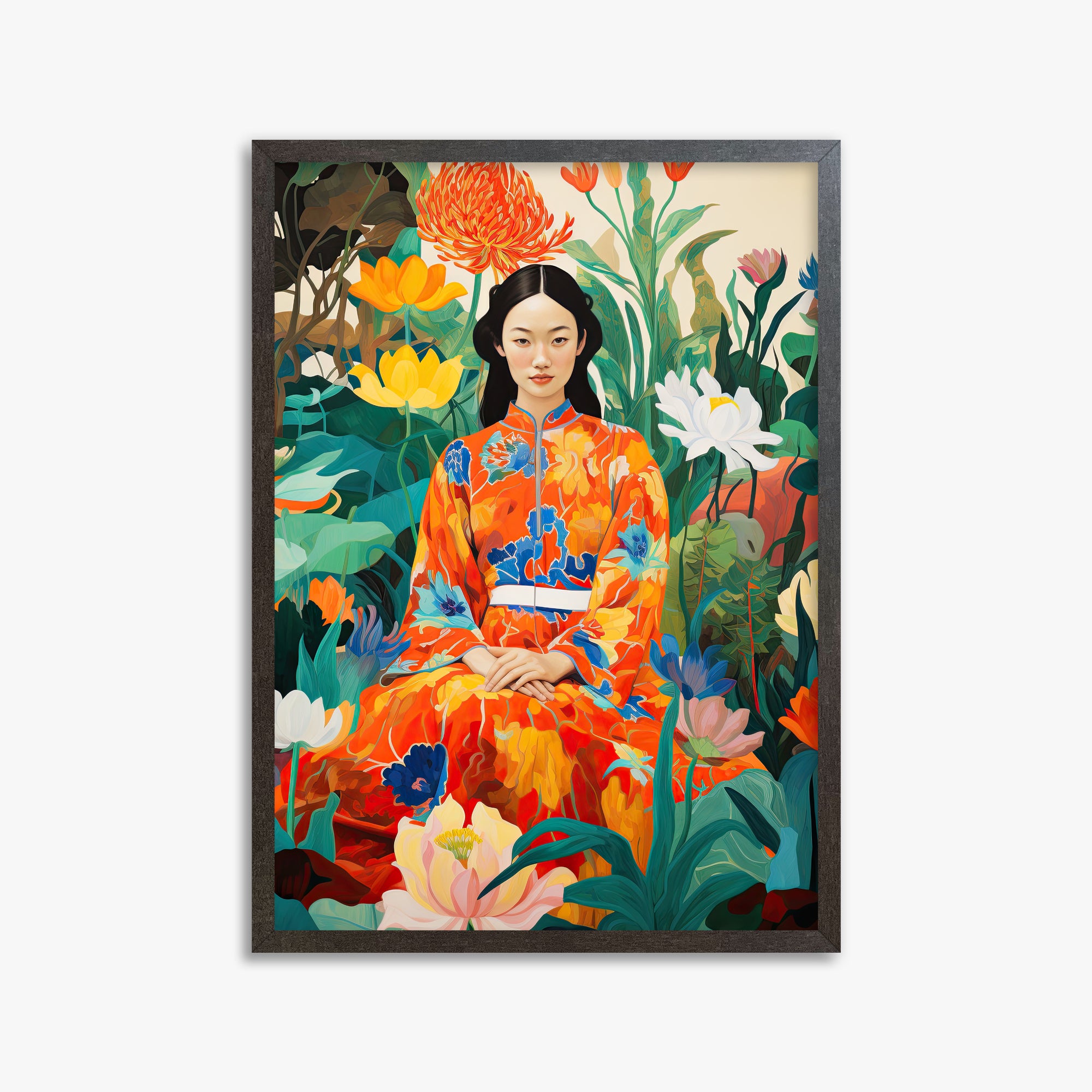 Garden Muse, 50x70cm Framed Poster With Espresso Frame
