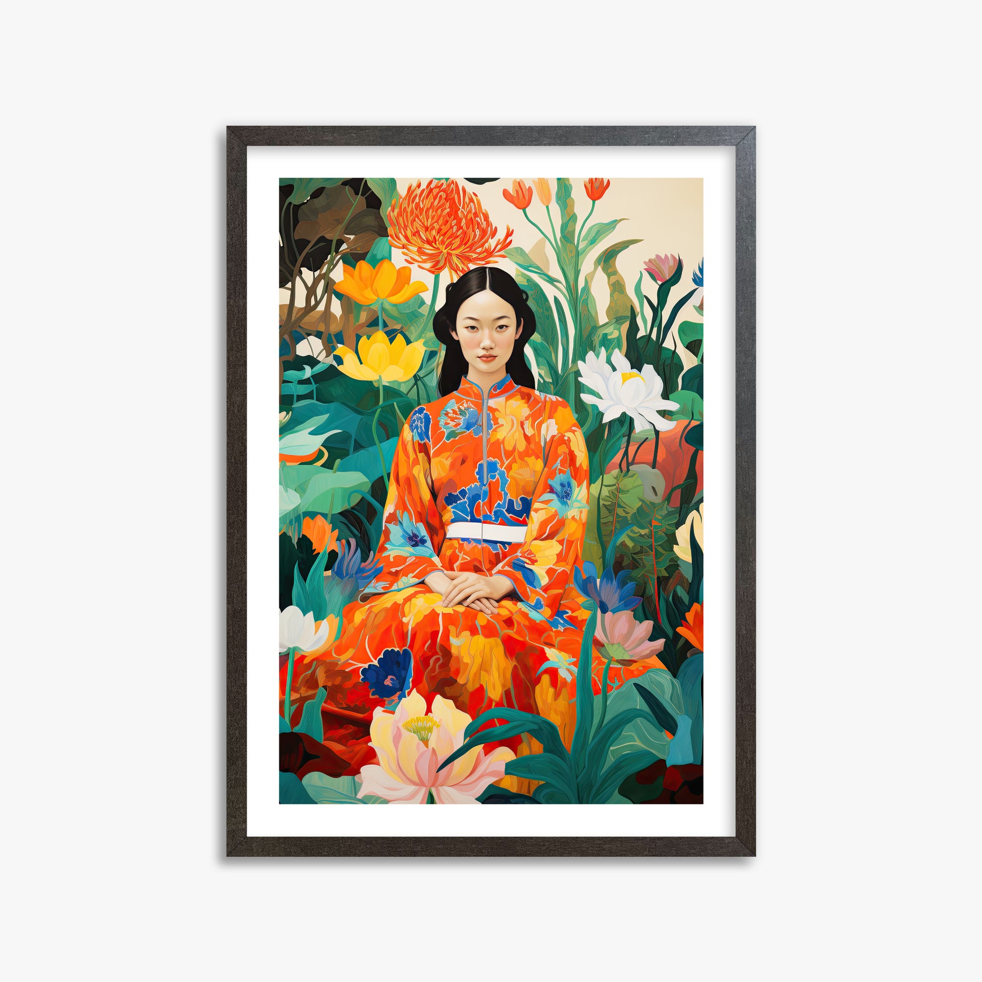 Garden Muse, 50x70cm Framed Poster With Espresso Frame