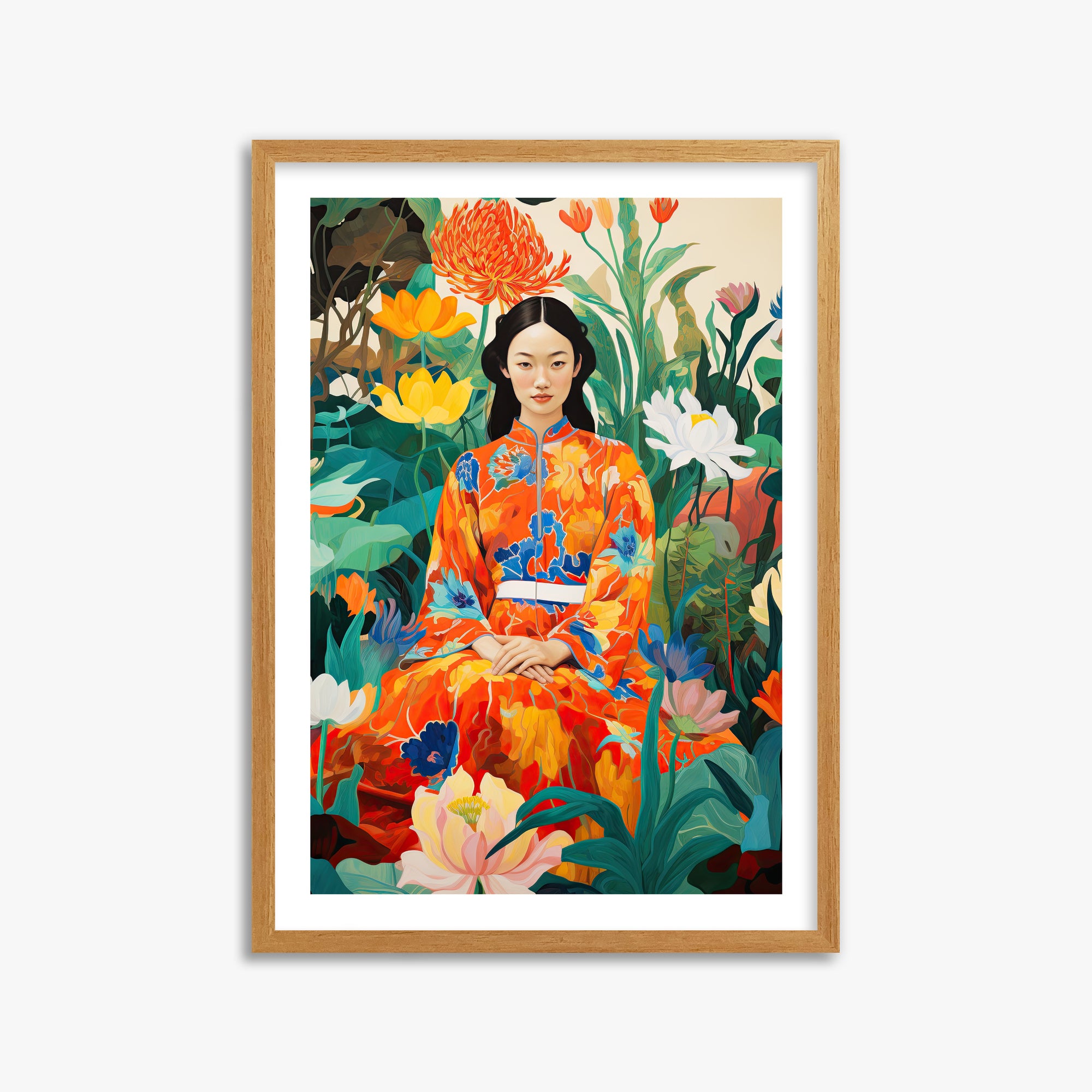 Garden Muse, 50x70cm Framed Poster With Oak Frame