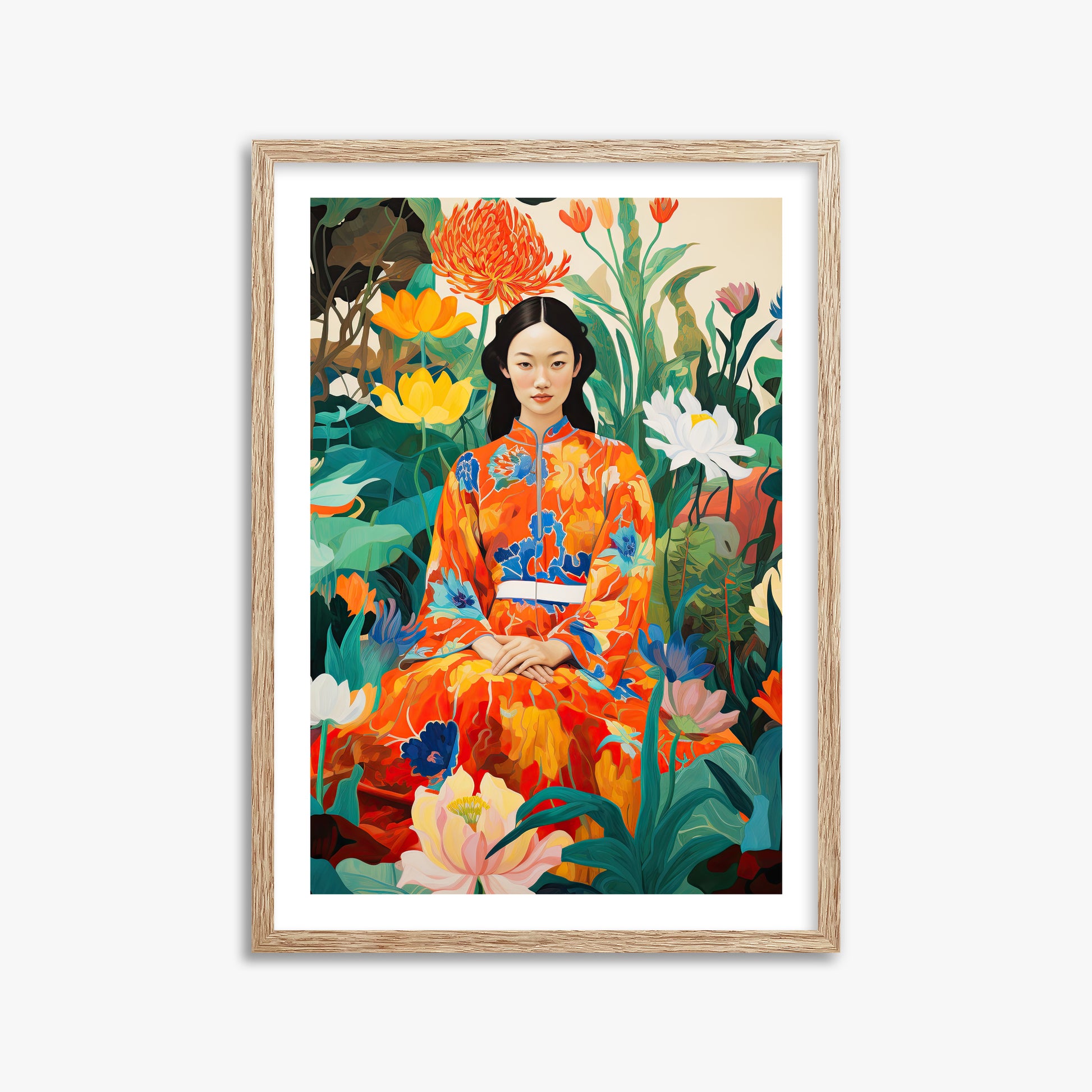 Garden Muse, 50x70cm Framed Poster With Raw Oak Frame