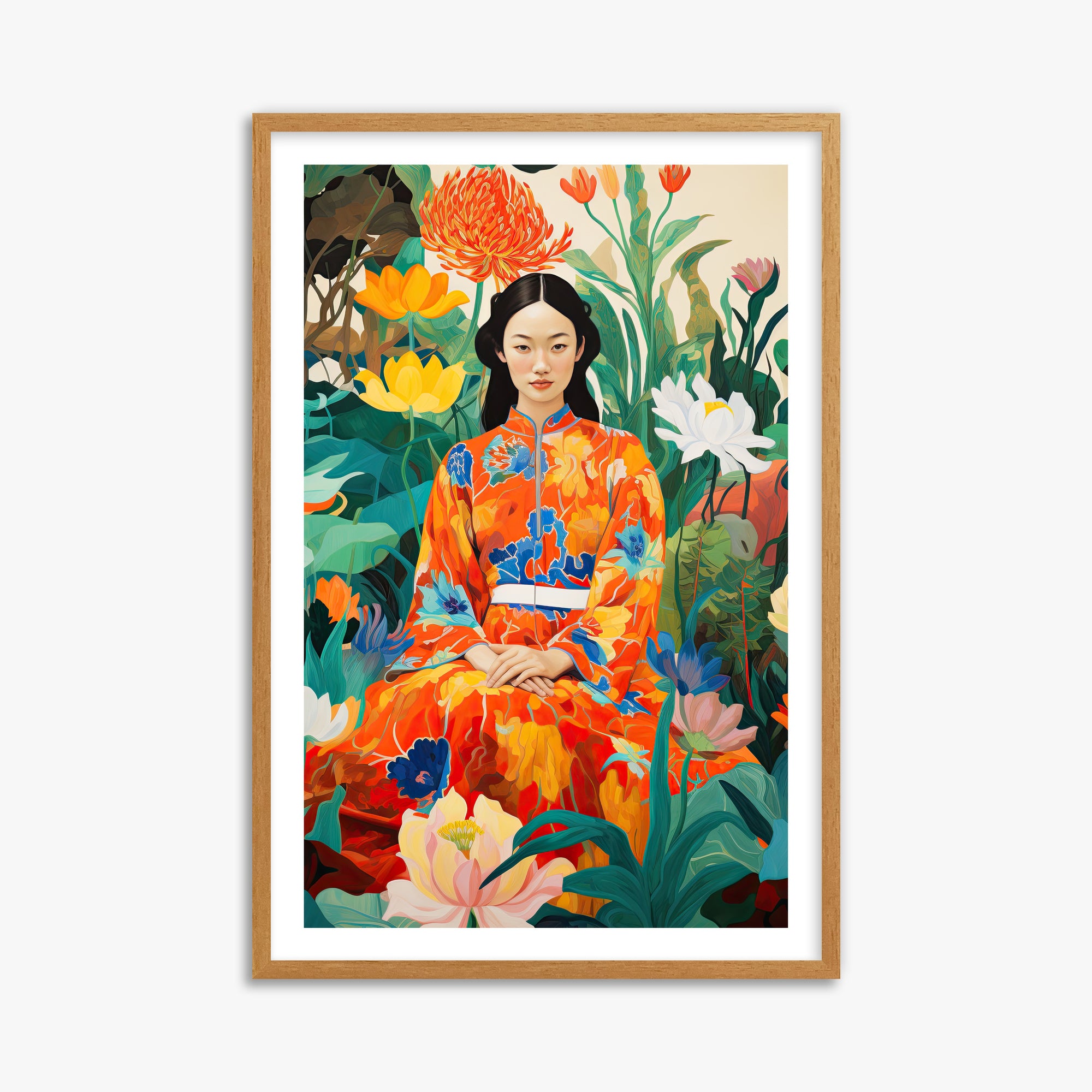 Garden Muse, 61x91cm Framed Poster With Oak Frame