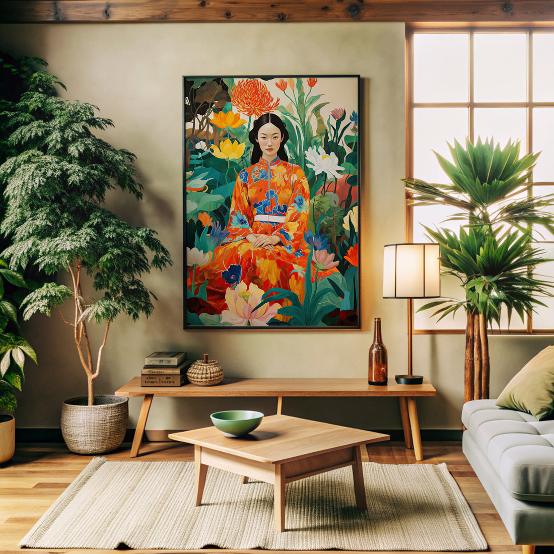 Garden Muse, 50x70cm Framed Poster With Black Frame