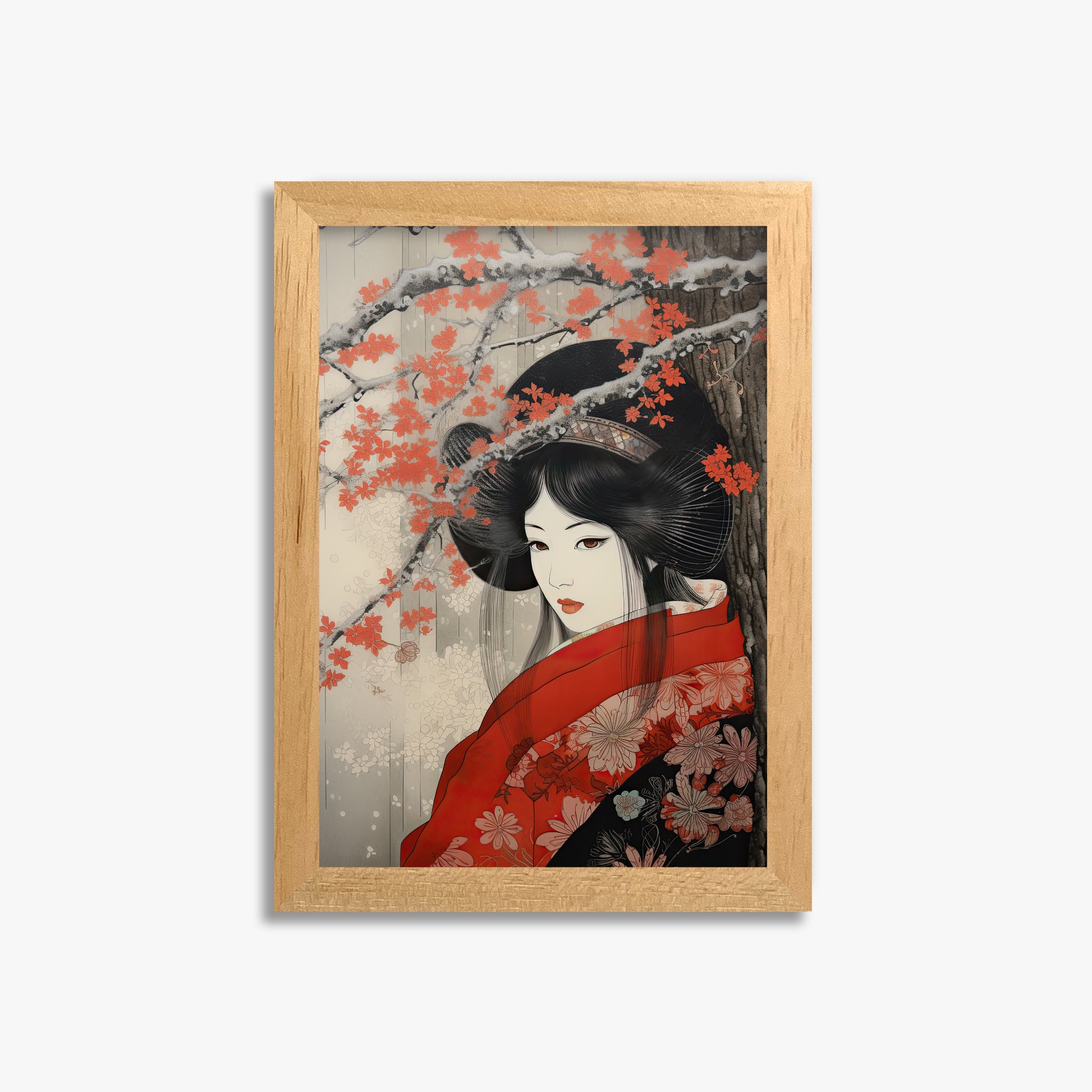 Blossom Geisha Elegance, 21x30cm Framed Poster With Oak Frame
