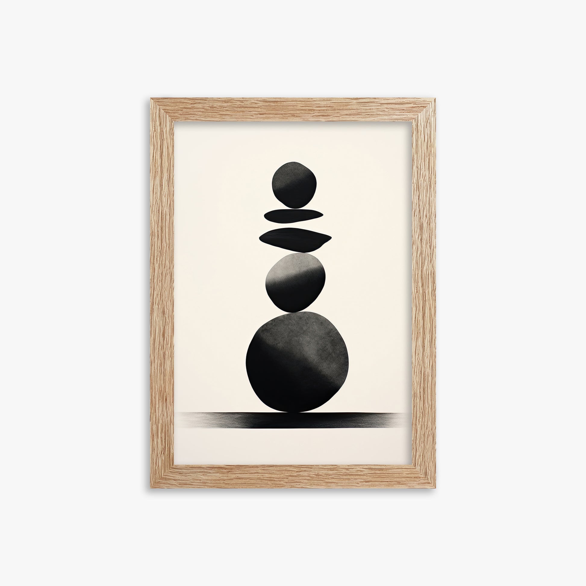 Zen Balance Stack, 21x30cm Framed Poster With Raw Oak Frame