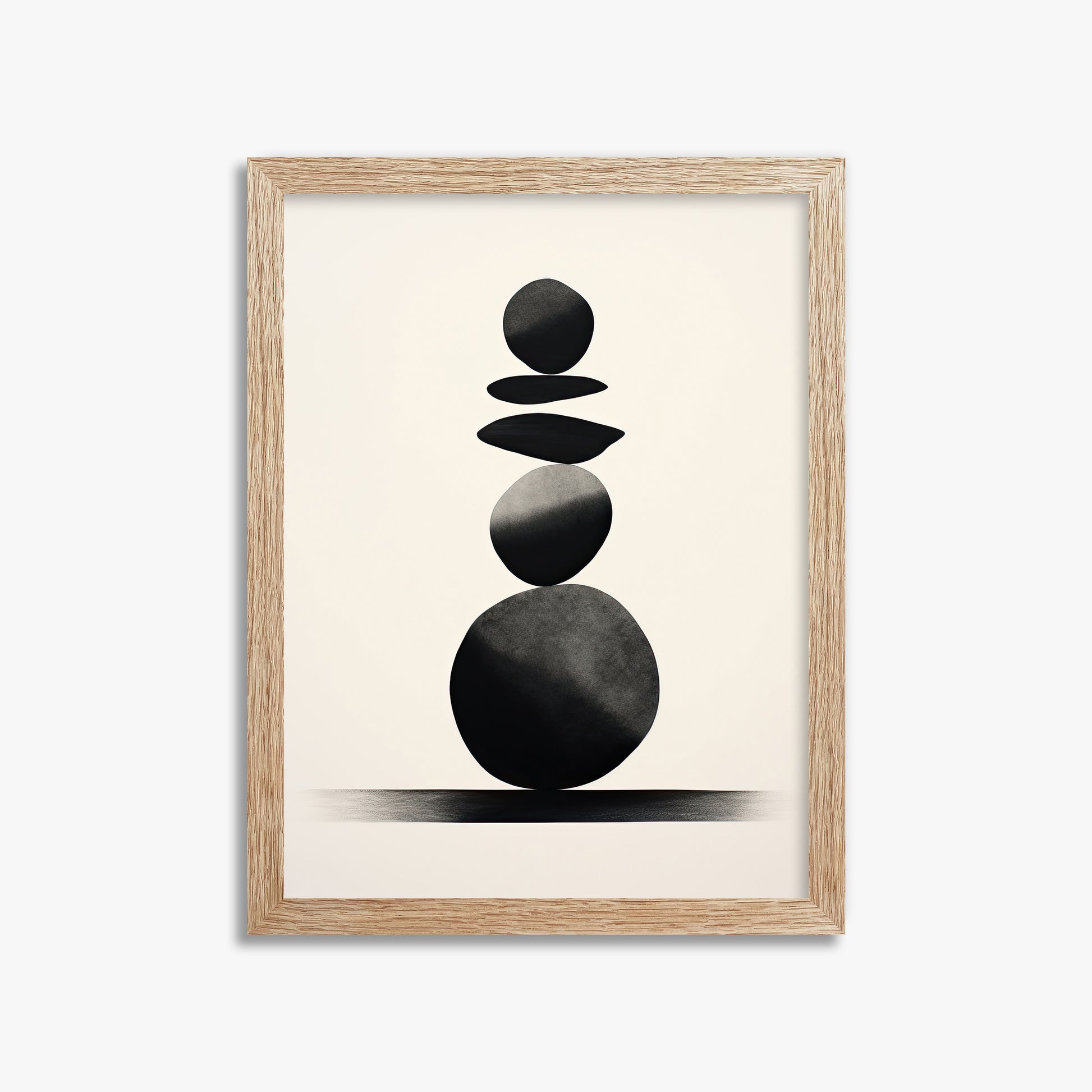 Zen Balance Stack, 30x40cm Framed Poster With Raw Oak Frame