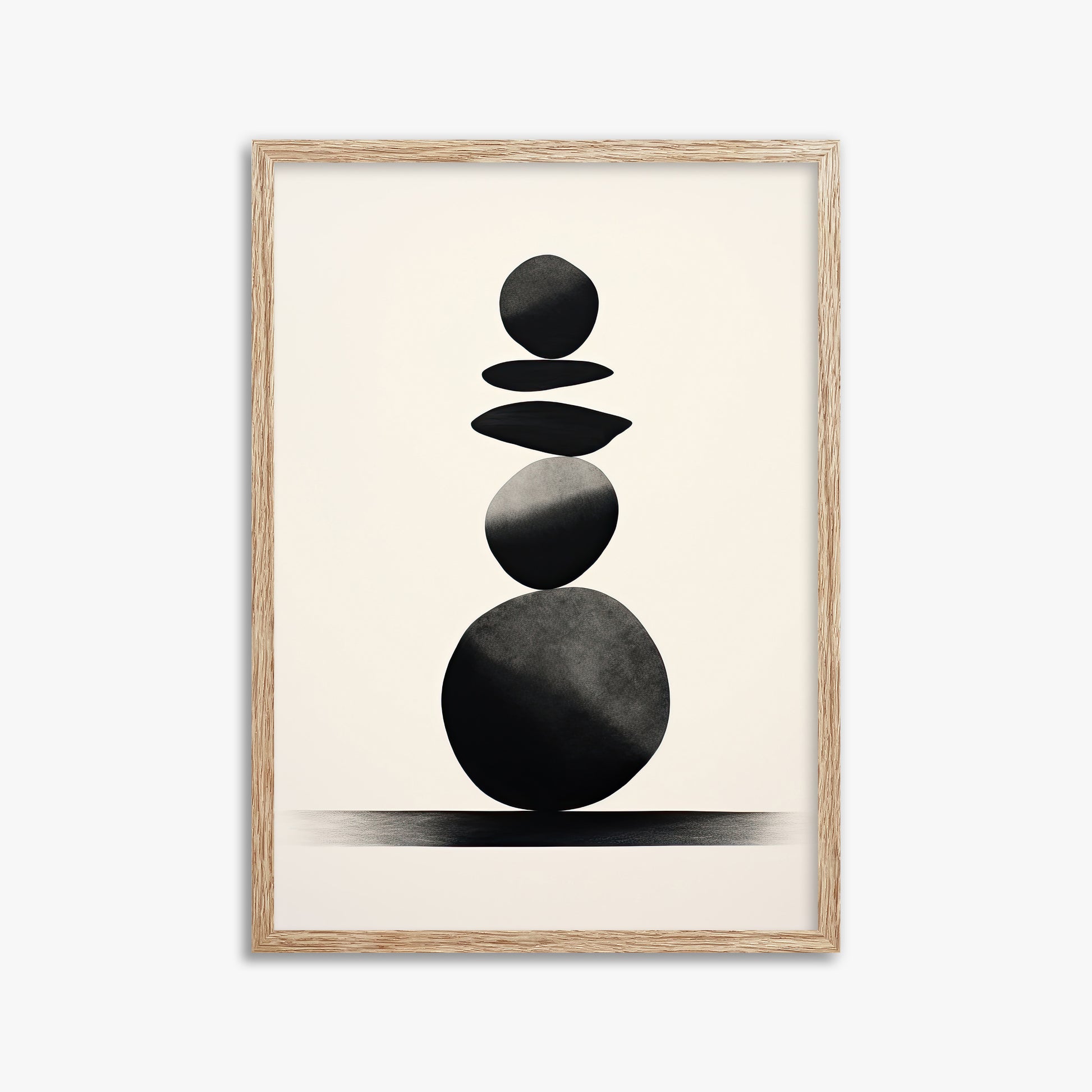 Zen Balance Stack, 50x70cm Framed Poster With Raw Oak Frame