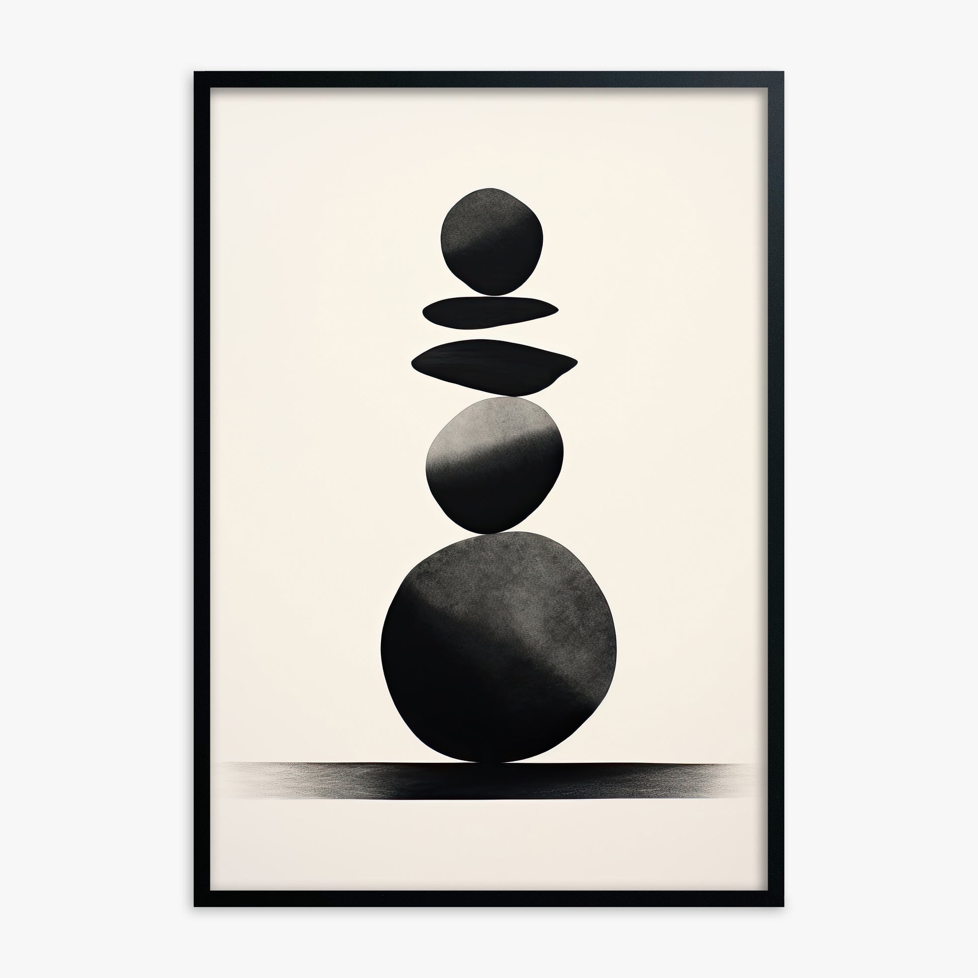 Zen Balance Stack, Black Framed Poster With Black Frame