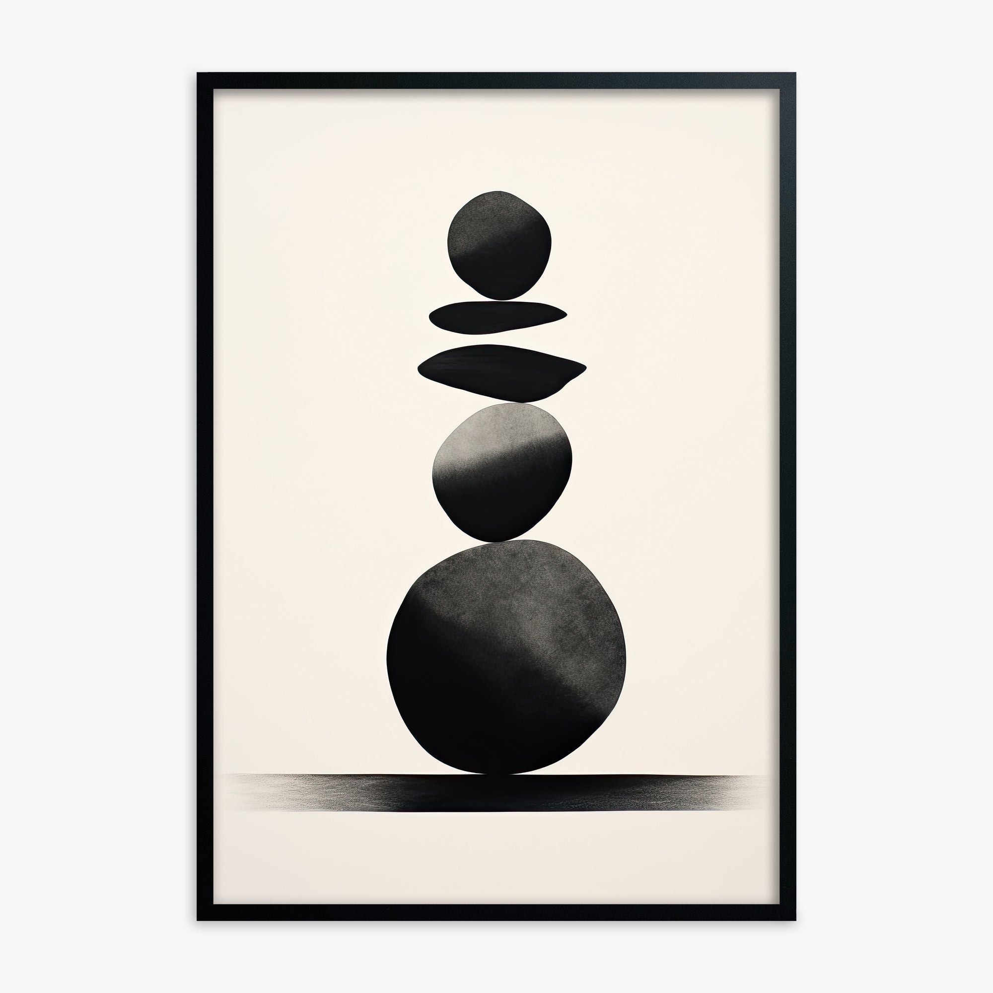 Zen Balance Stack, Black Framed Poster With Black Frame