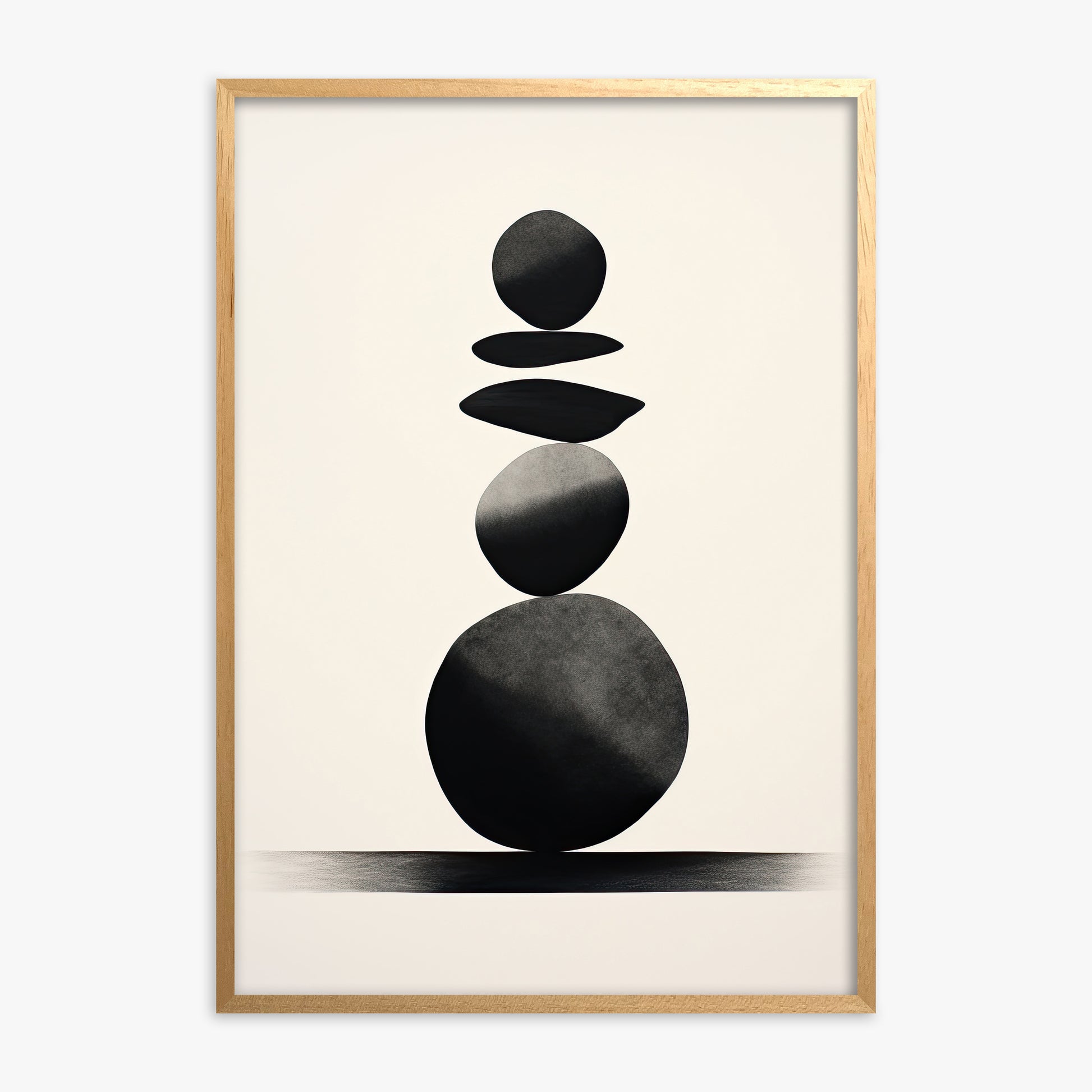Zen Balance Stack, Oak Framed Poster With Oak Frame