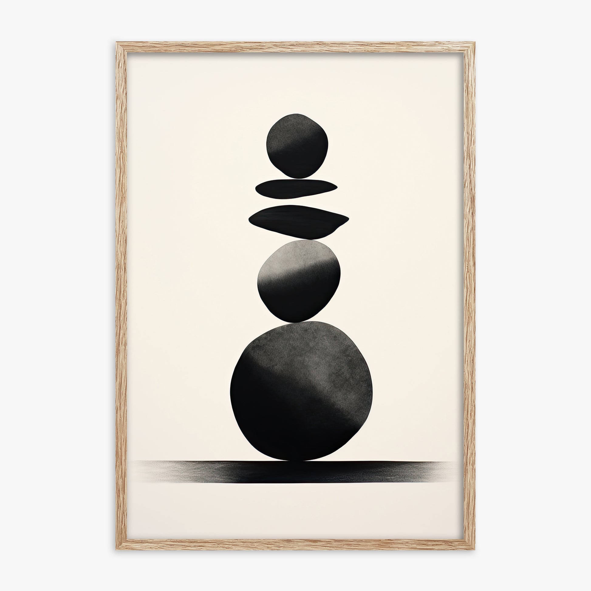 Zen Balance Stack, 70x100cm Framed Poster With Raw Oak Frame