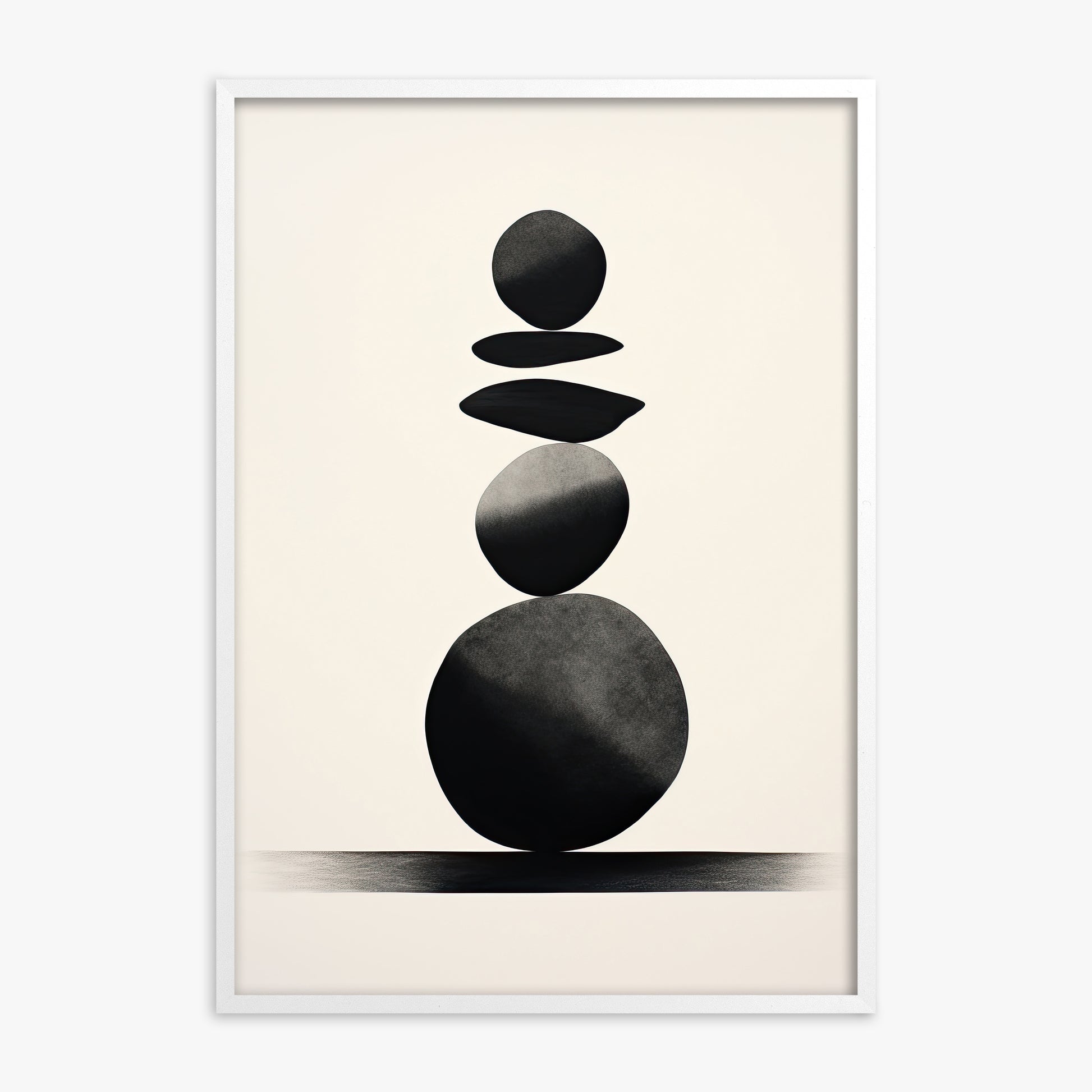 Zen Balance Stack, White Framed Poster With White Frame