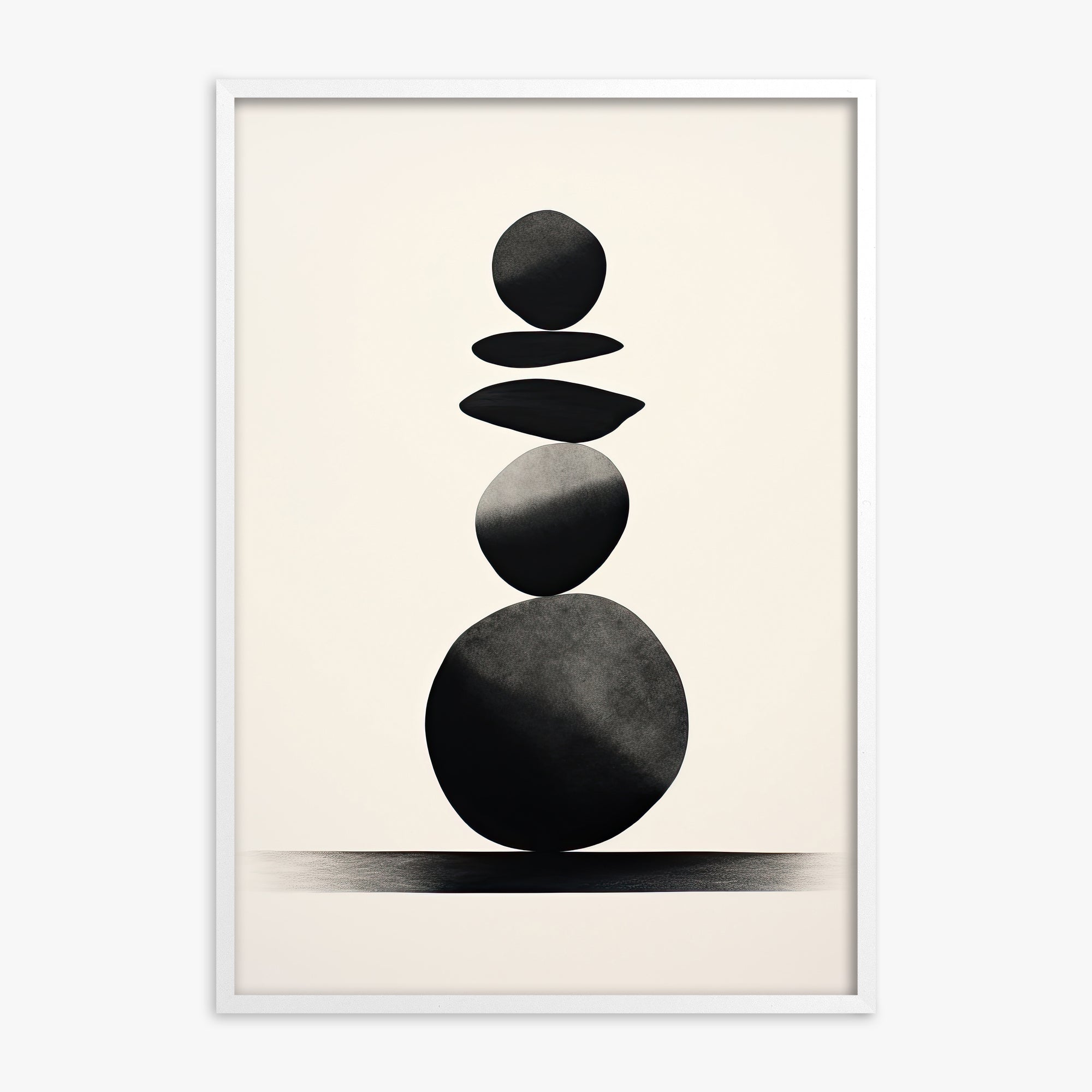 Zen Balance Stack, White Framed Poster With White Frame