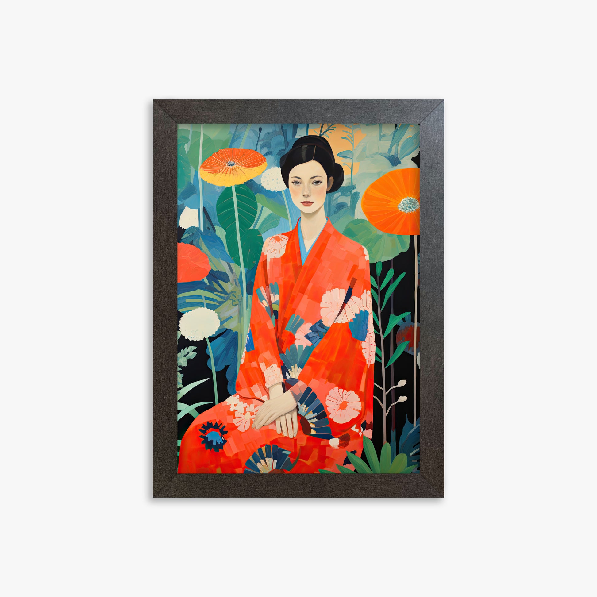 Poppy Garden Serenity, 21x30cm Framed Poster With Espresso Frame
