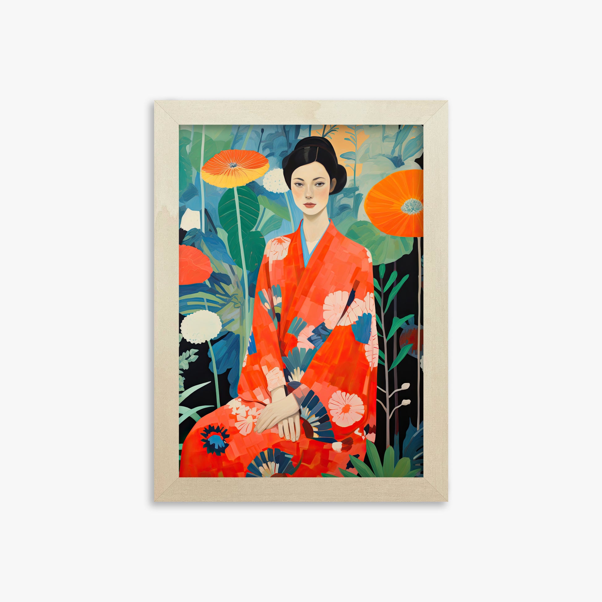 Poppy Garden Serenity, 21x30cm Framed Poster With Lime Wood Frame