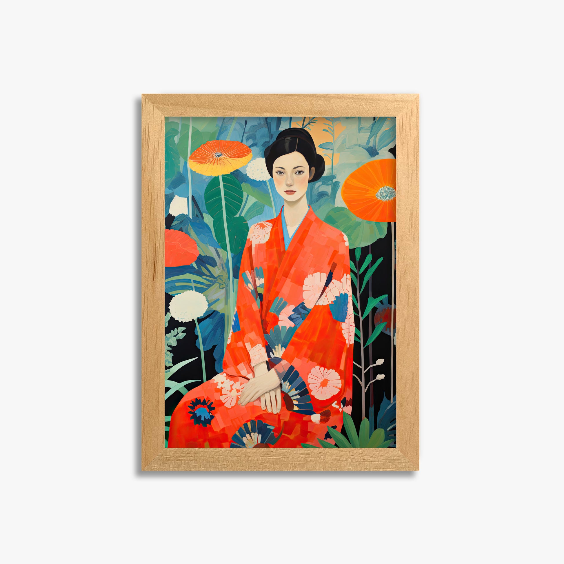 Poppy Garden Serenity, 21x30cm Framed Poster With Oak Frame