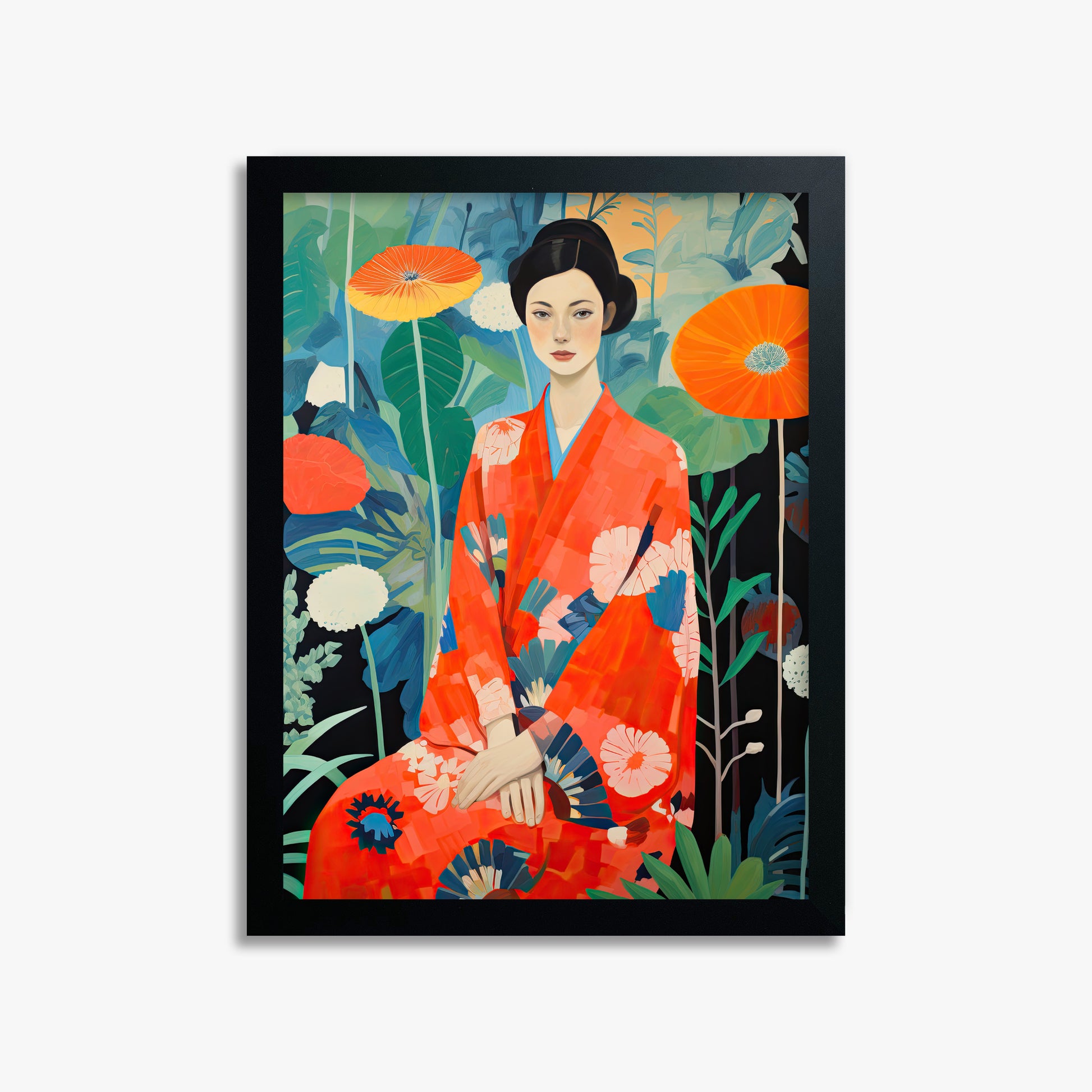Poppy Garden Serenity, 30x40cm Framed Poster With Black Frame