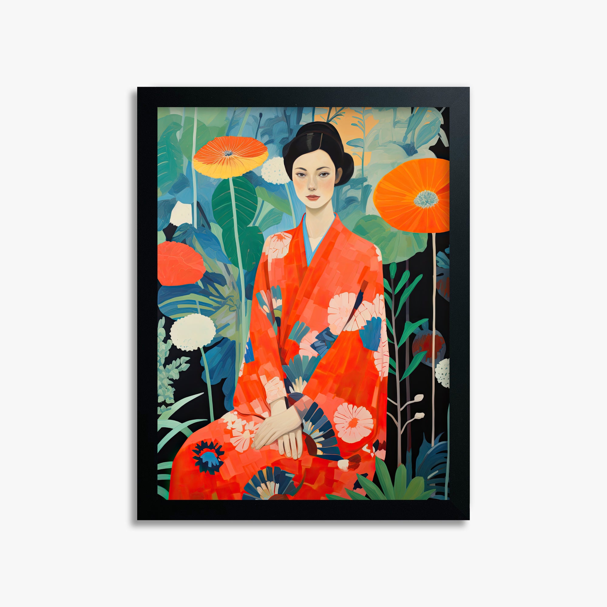 Poppy Garden Serenity, 30x40cm Framed Poster With Black Frame