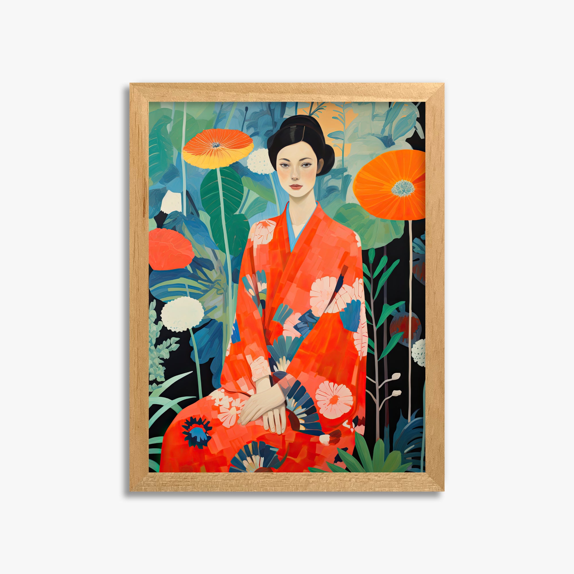 Poppy Garden Serenity, 30x40cm Framed Poster With Oak Frame