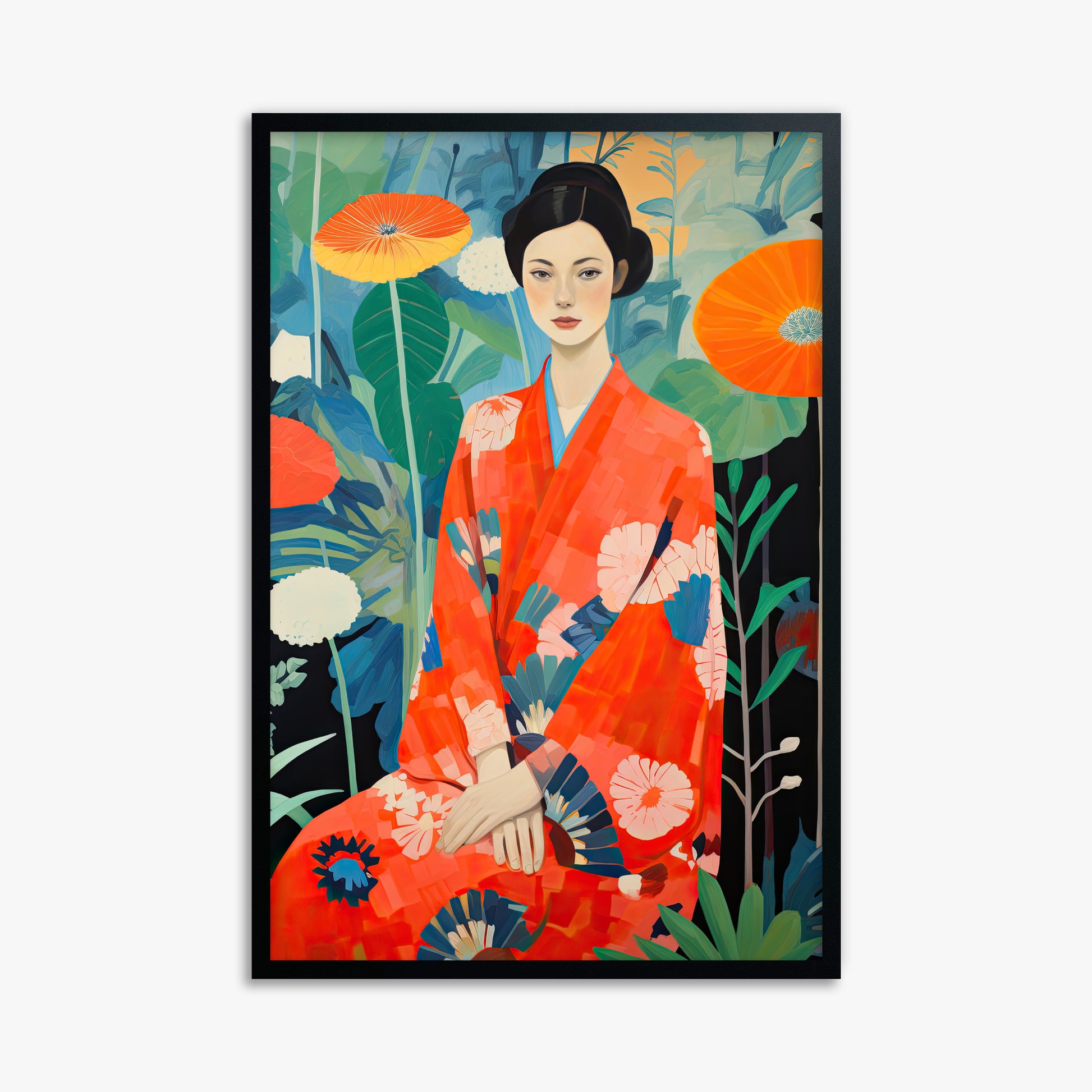 Poppy Garden Serenity, 61x91cm Framed Poster With Black Frame