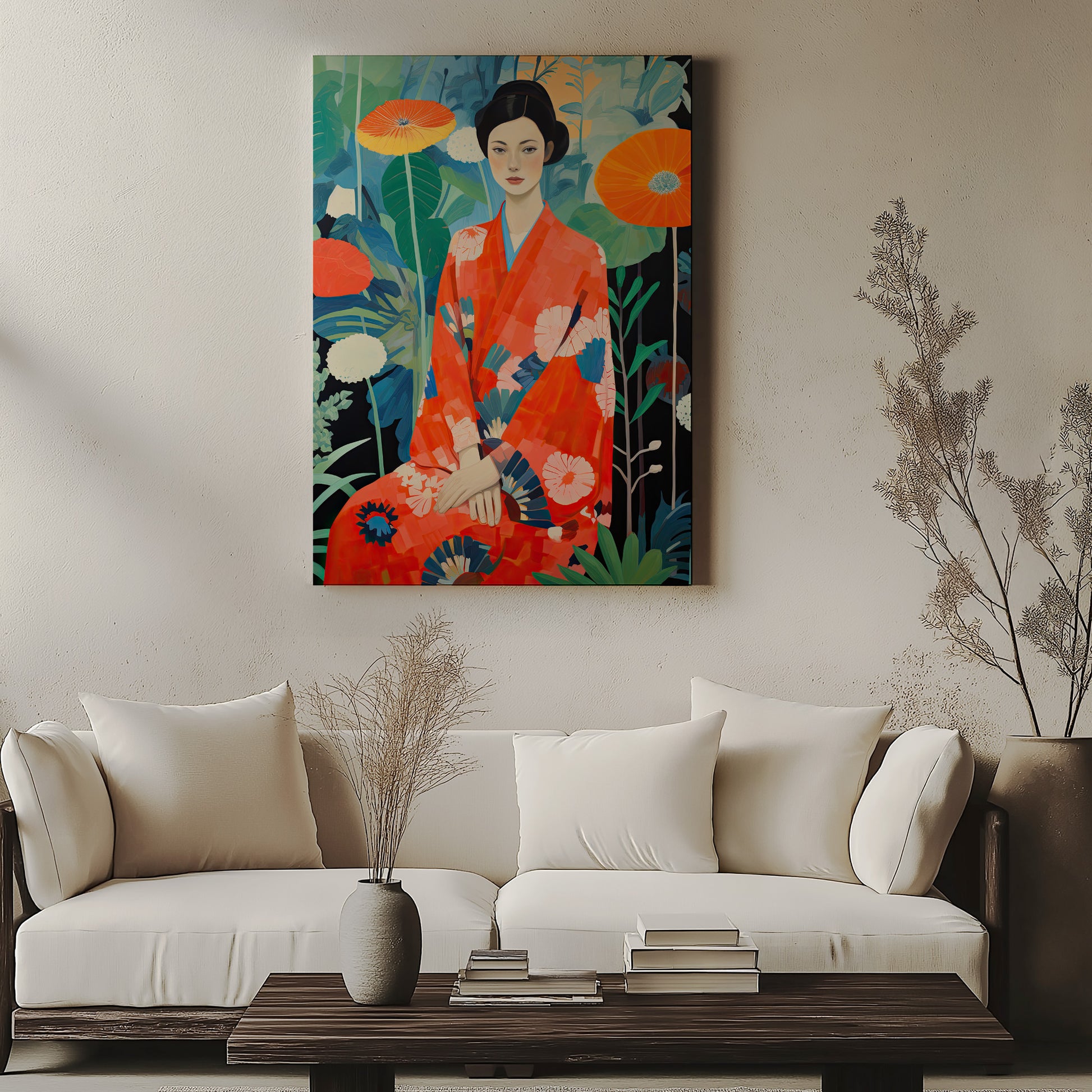 Design Concept No. 57 for Poppy Garden Serenity Modern Satin Canvas Poster Art
