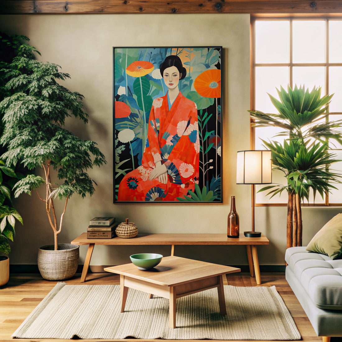 Poppy Garden Serenity, 50x70cm Framed Poster With Black Frame