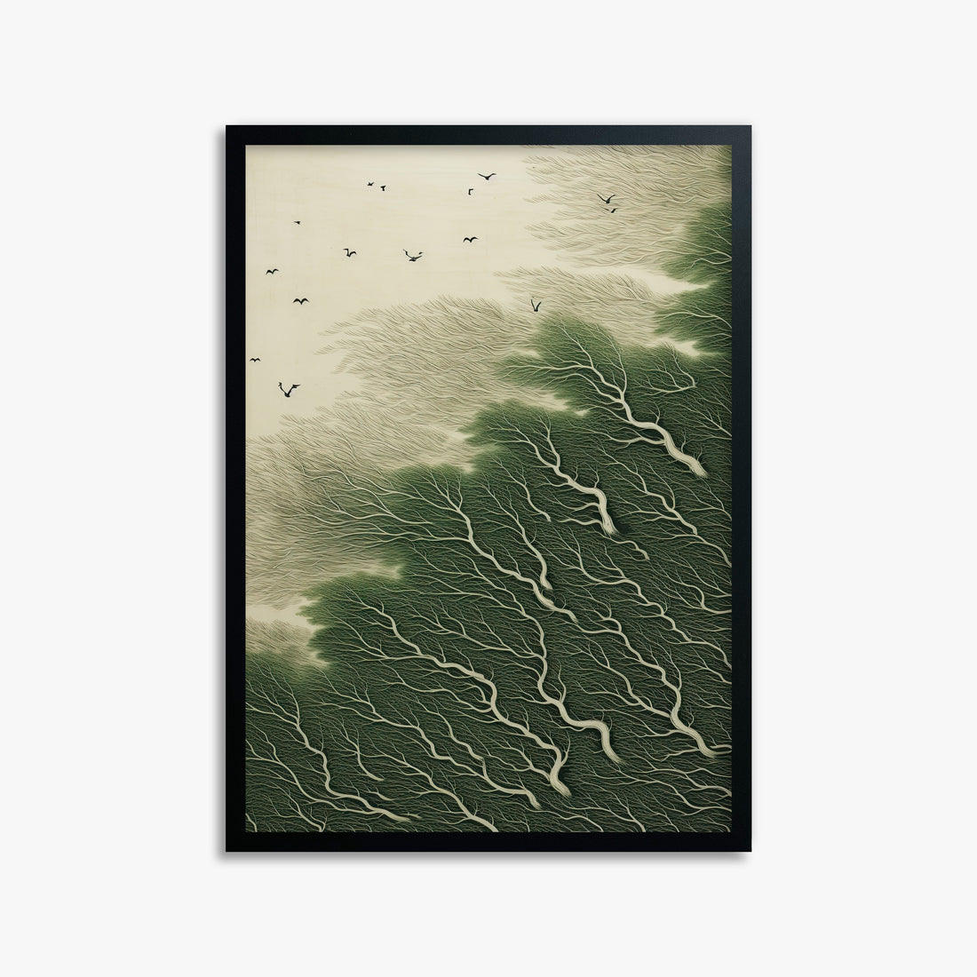 Whispering Pines, 50x70cm Framed Poster With Black Frame