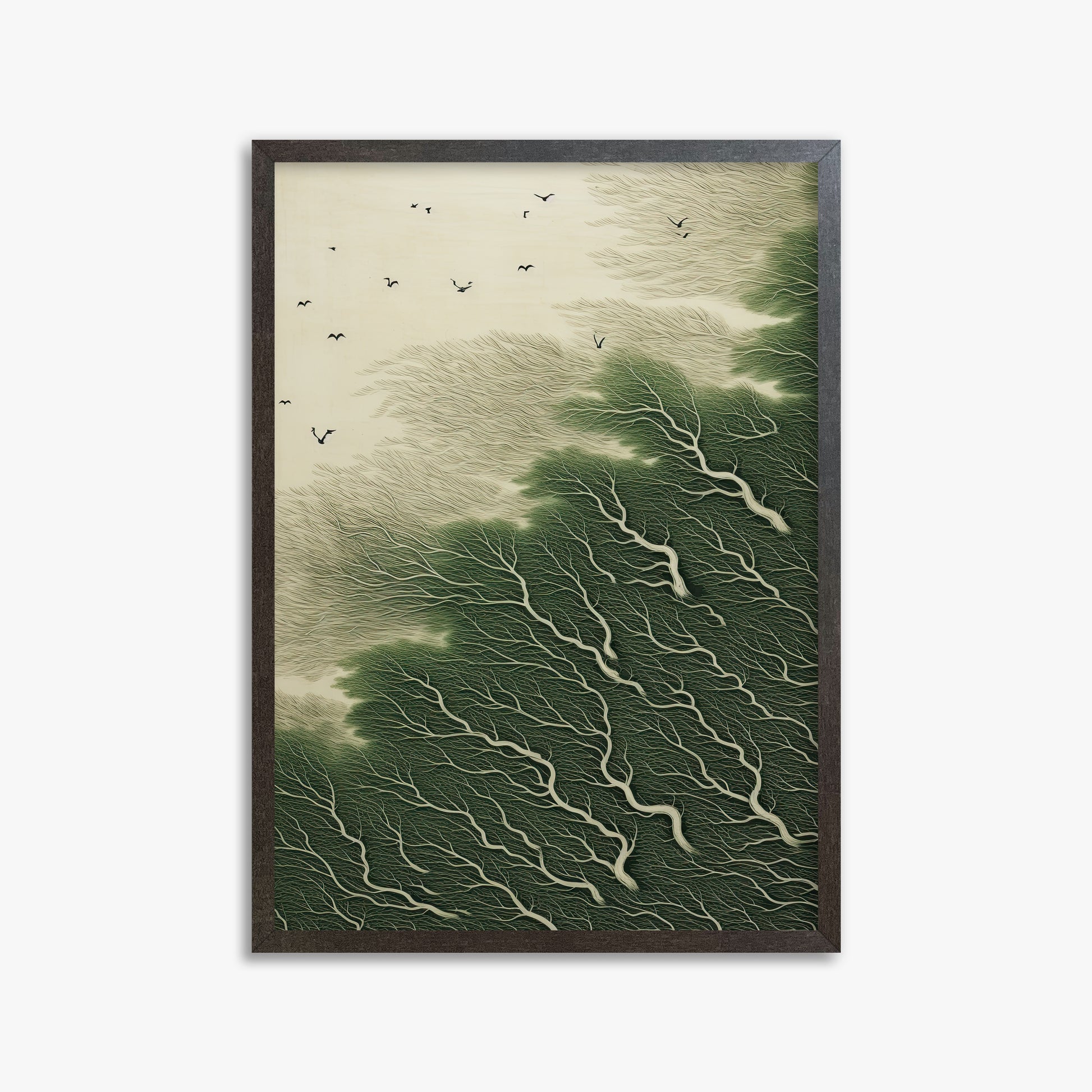 Whispering Pines, 50x70cm Framed Poster With Espresso Frame