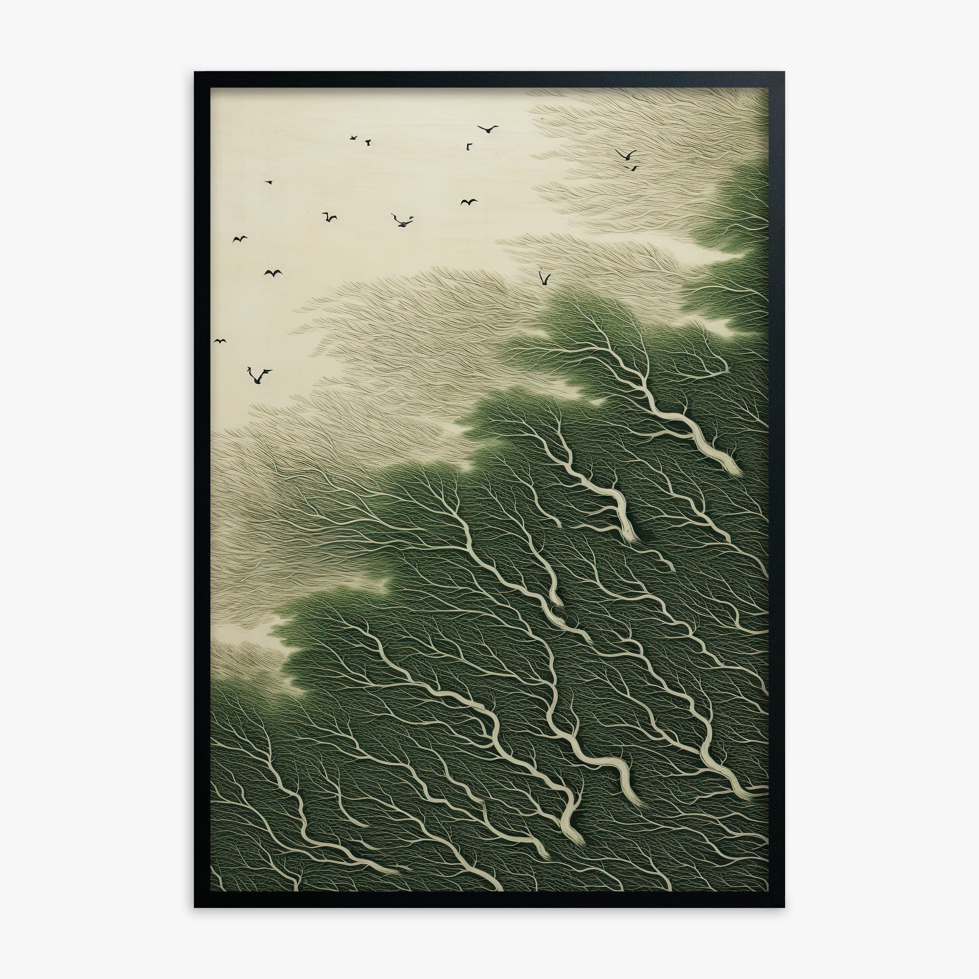 Whispering Pines, Black Framed Poster With Black Frame
