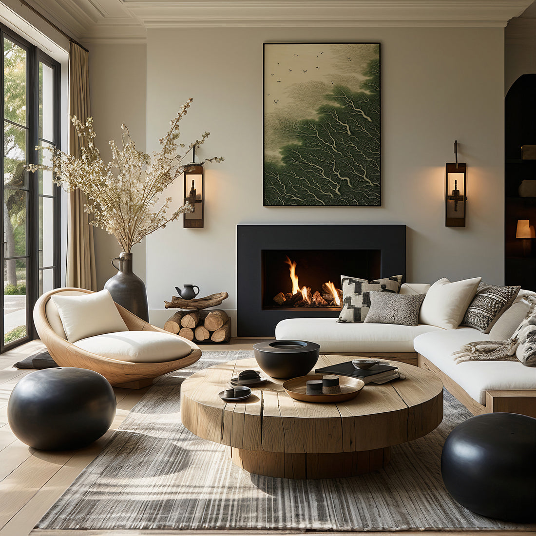 Whispering Pines, 50x70cm Framed Poster With Black Frame