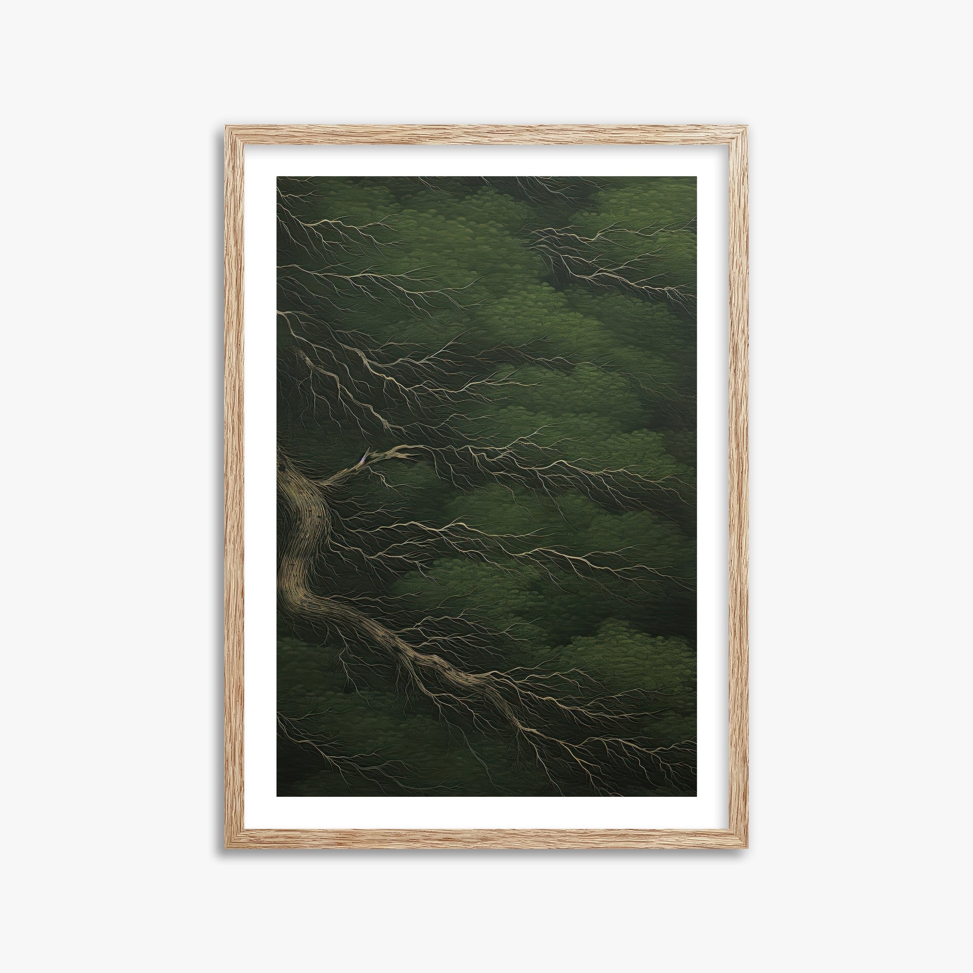 Emerald Canopy, 50x70cm Framed Poster With Raw Oak Frame