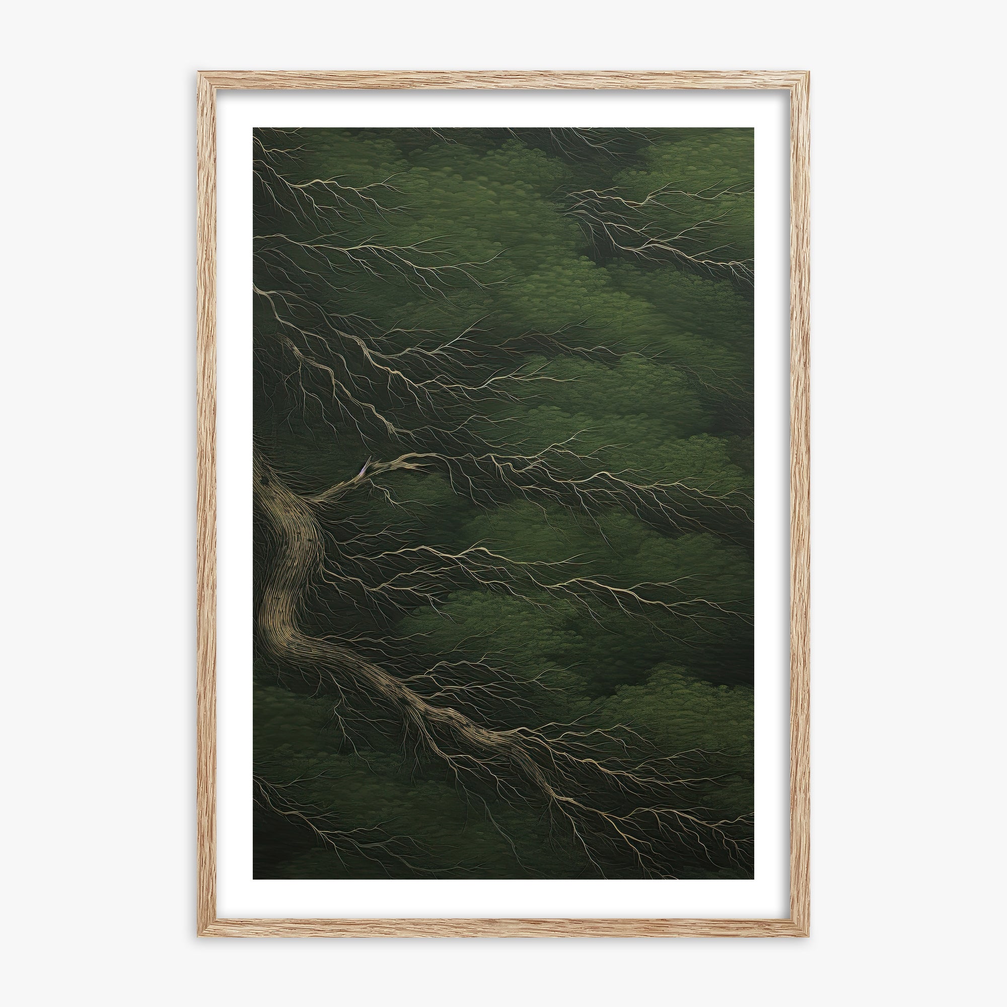 Emerald Canopy, 70x100cm Framed Poster With Raw Oak Frame
