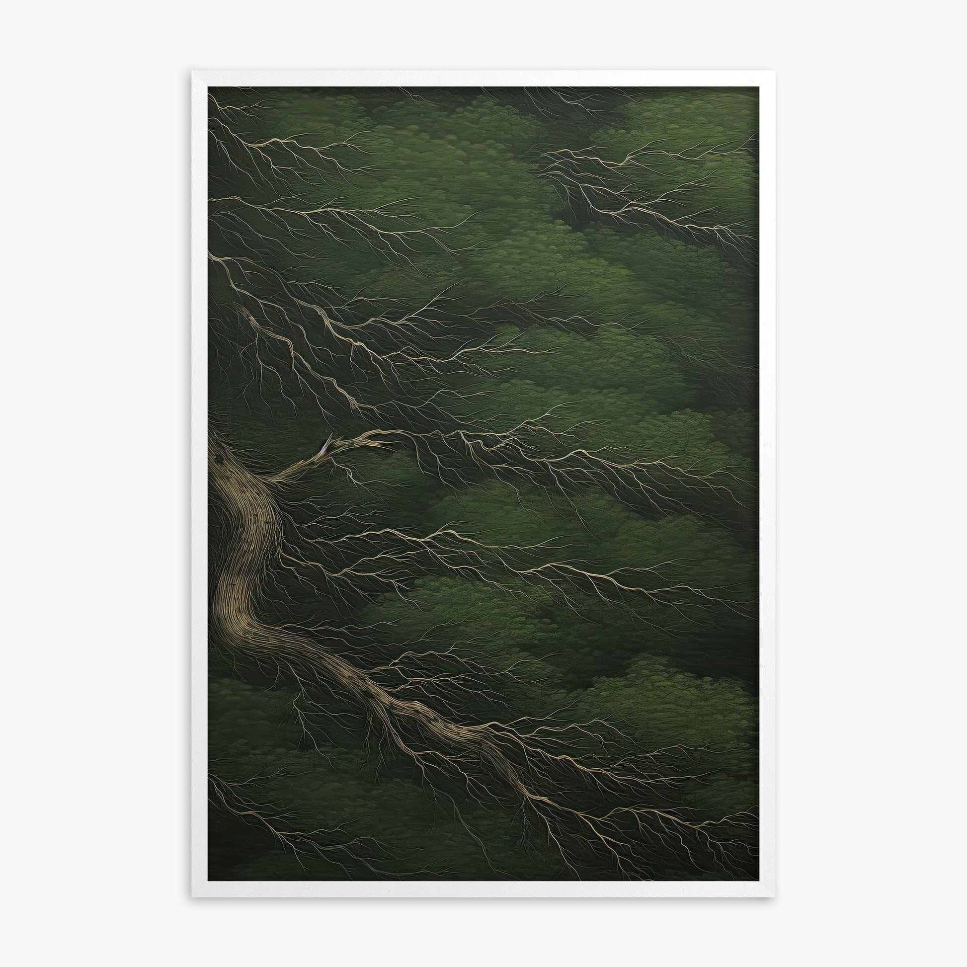 Emerald Canopy, White Framed Poster With White Frame