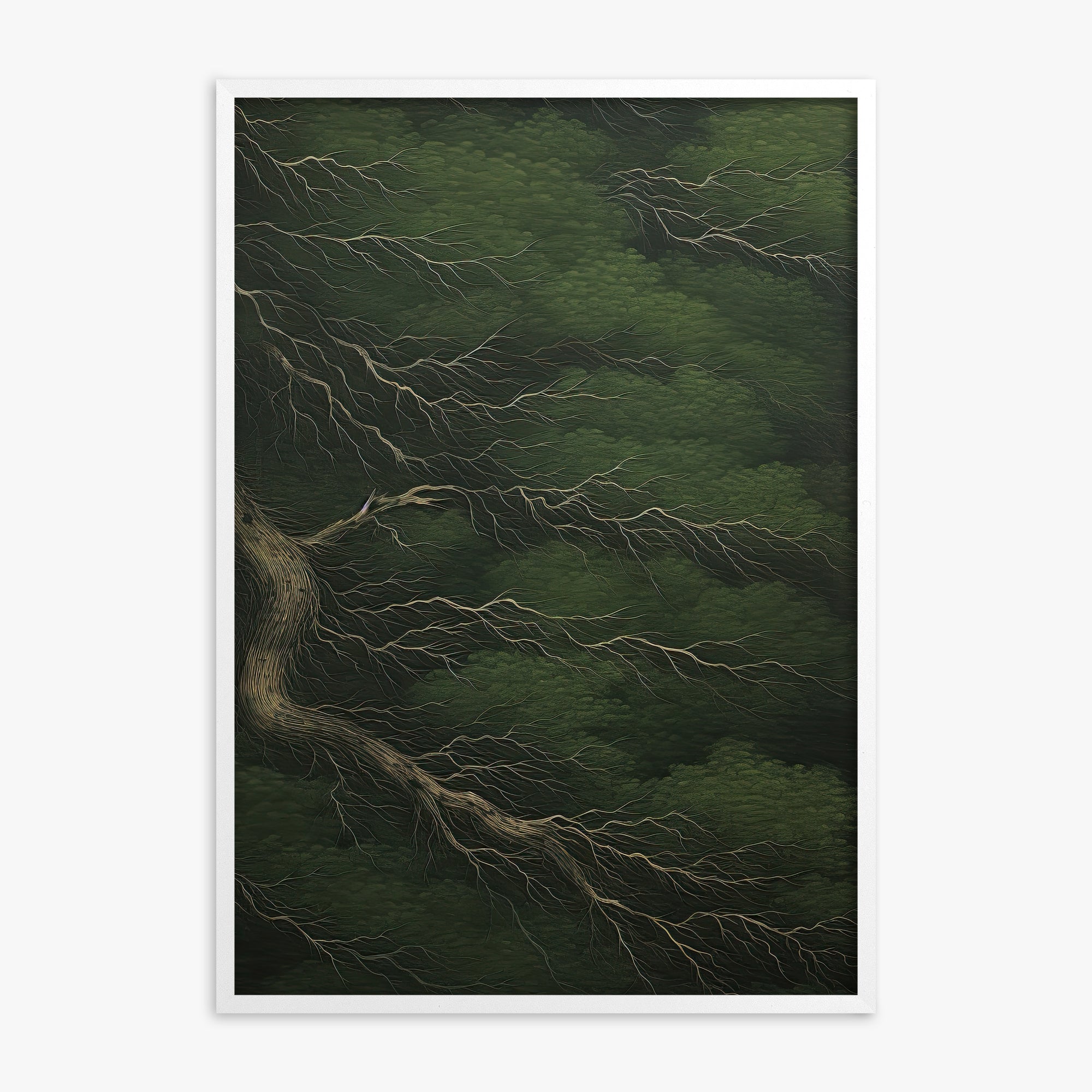 Emerald Canopy, White Framed Poster With White Frame