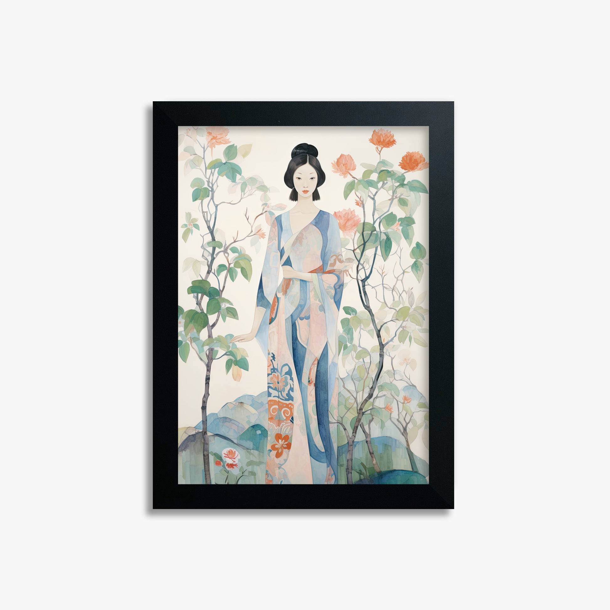 Blossom Garden Serenity, 21x30cm Framed Poster With Black Frame
