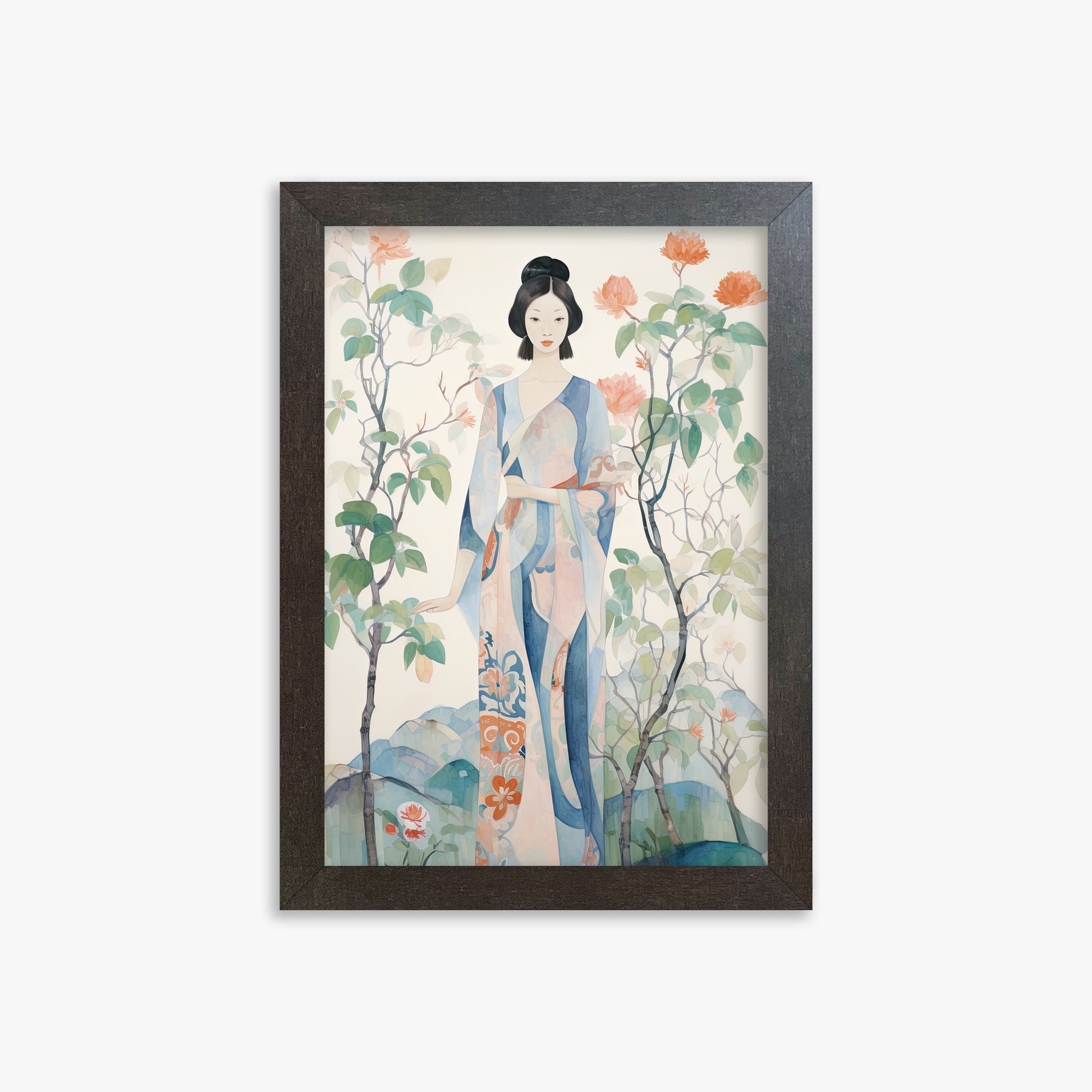 Blossom Garden Serenity, 21x30cm Framed Poster With Espresso Frame