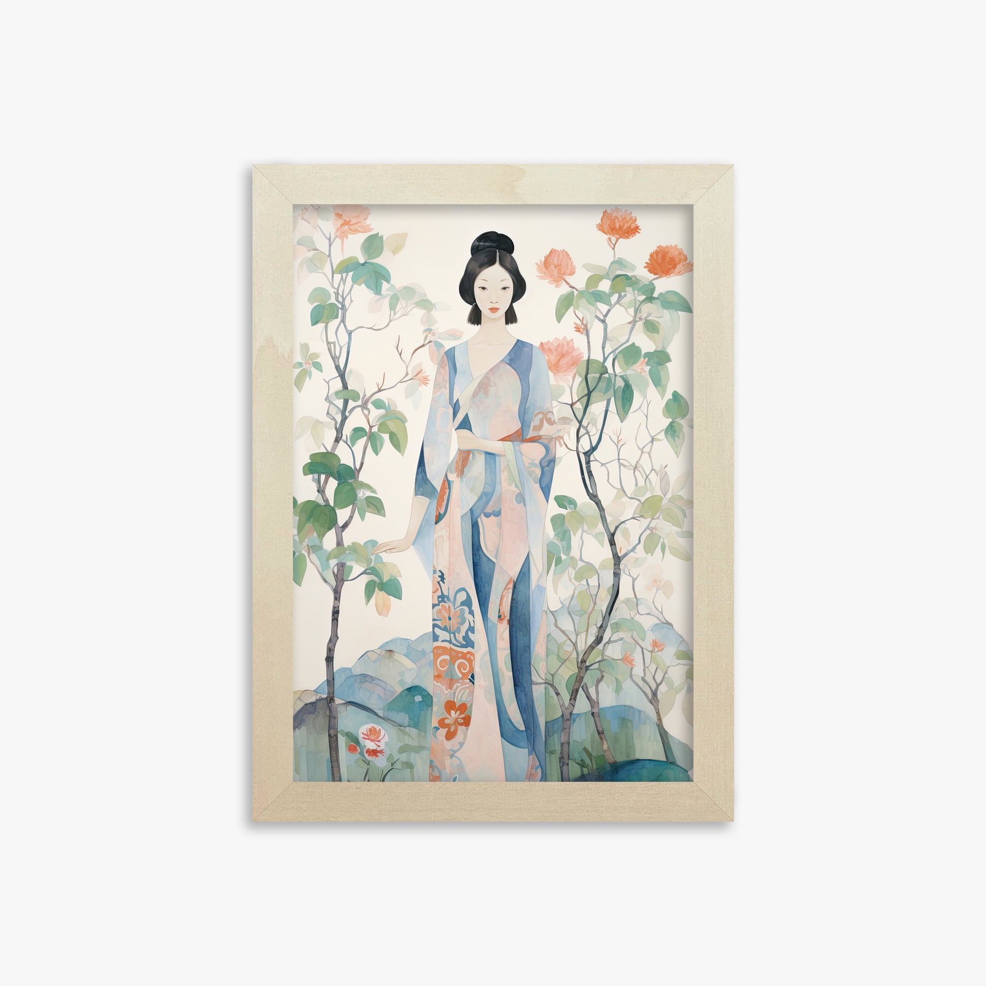 Blossom Garden Serenity, 21x30cm Framed Poster With Lime Wood Frame