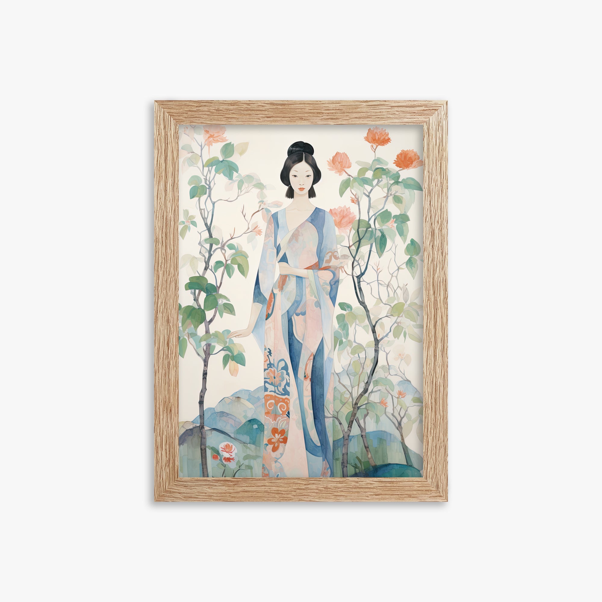 Blossom Garden Serenity, 21x30cm Framed Poster With Raw Oak Frame