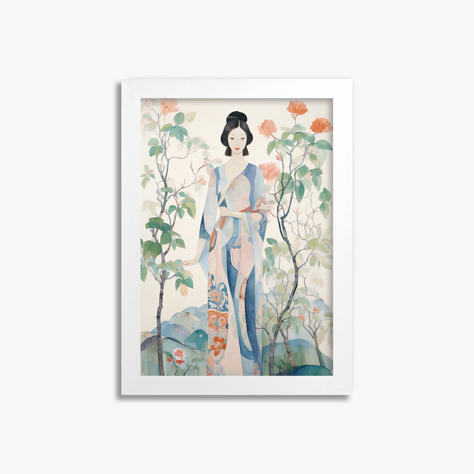 Blossom Garden Serenity, 21x30cm Framed Poster With White Frame