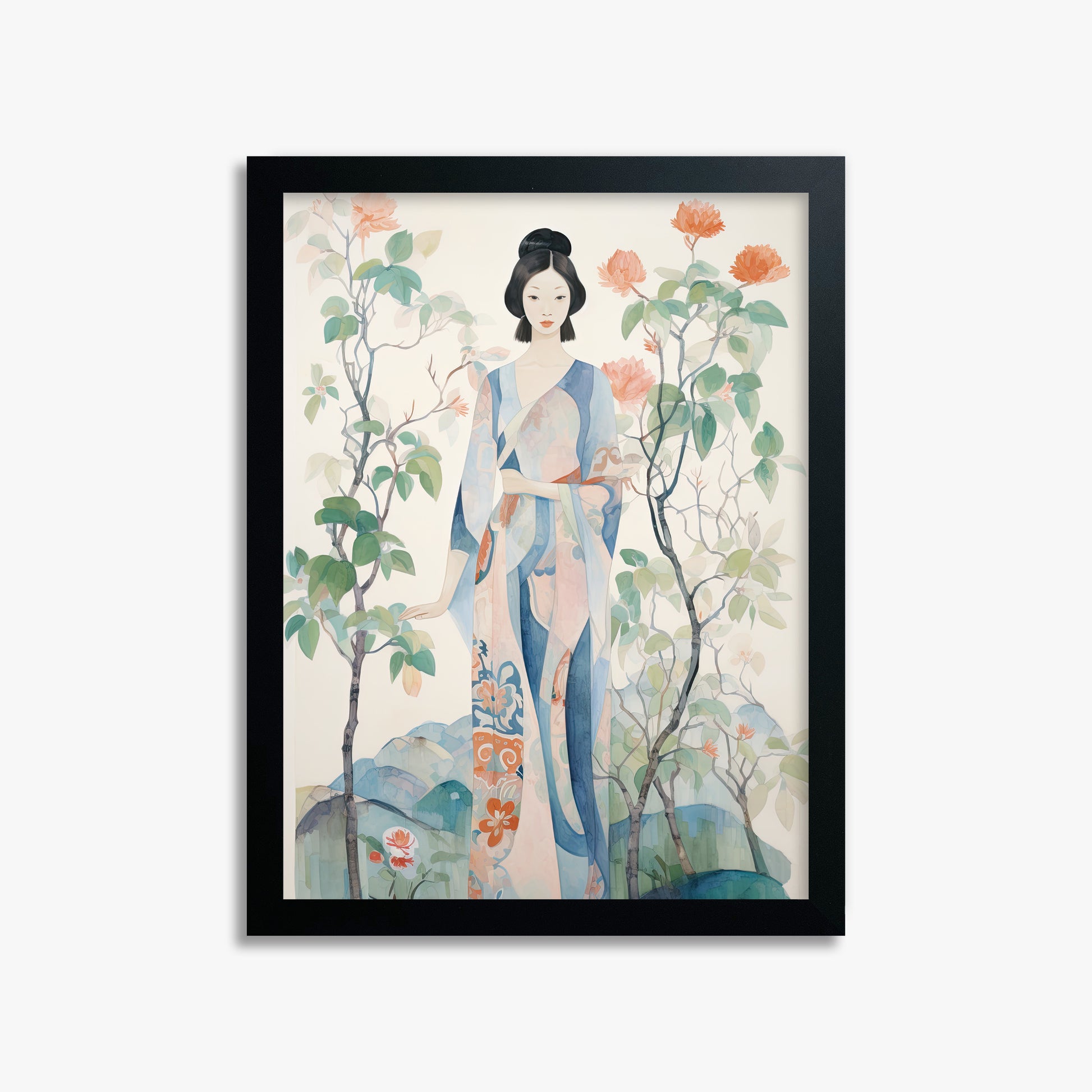 Blossom Garden Serenity, 30x40cm Framed Poster With Black Frame