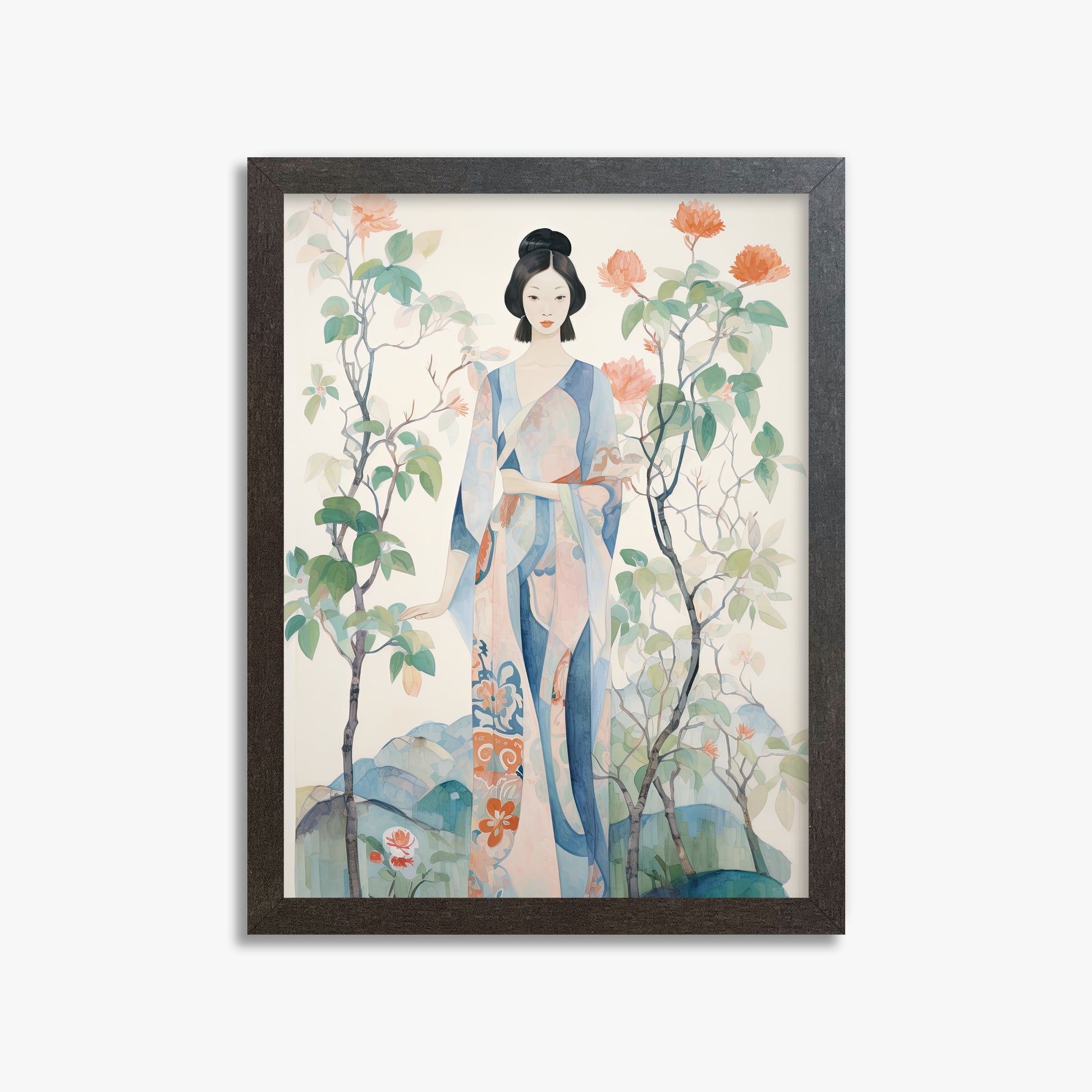 Blossom Garden Serenity, 30x40cm Framed Poster With Espresso Frame