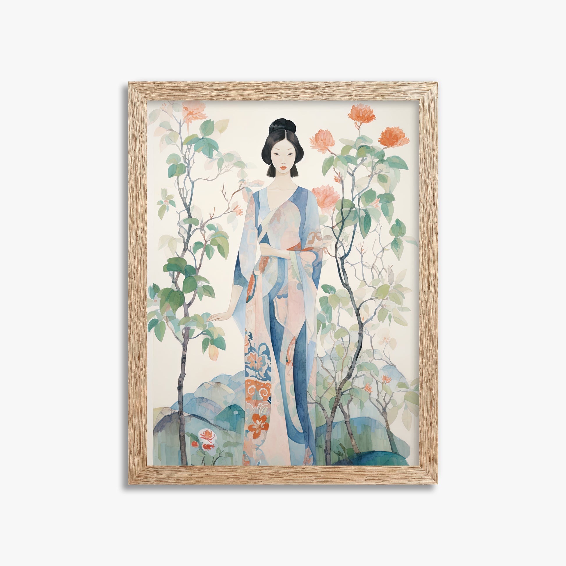 Blossom Garden Serenity, 30x40cm Framed Poster With Raw Oak Frame