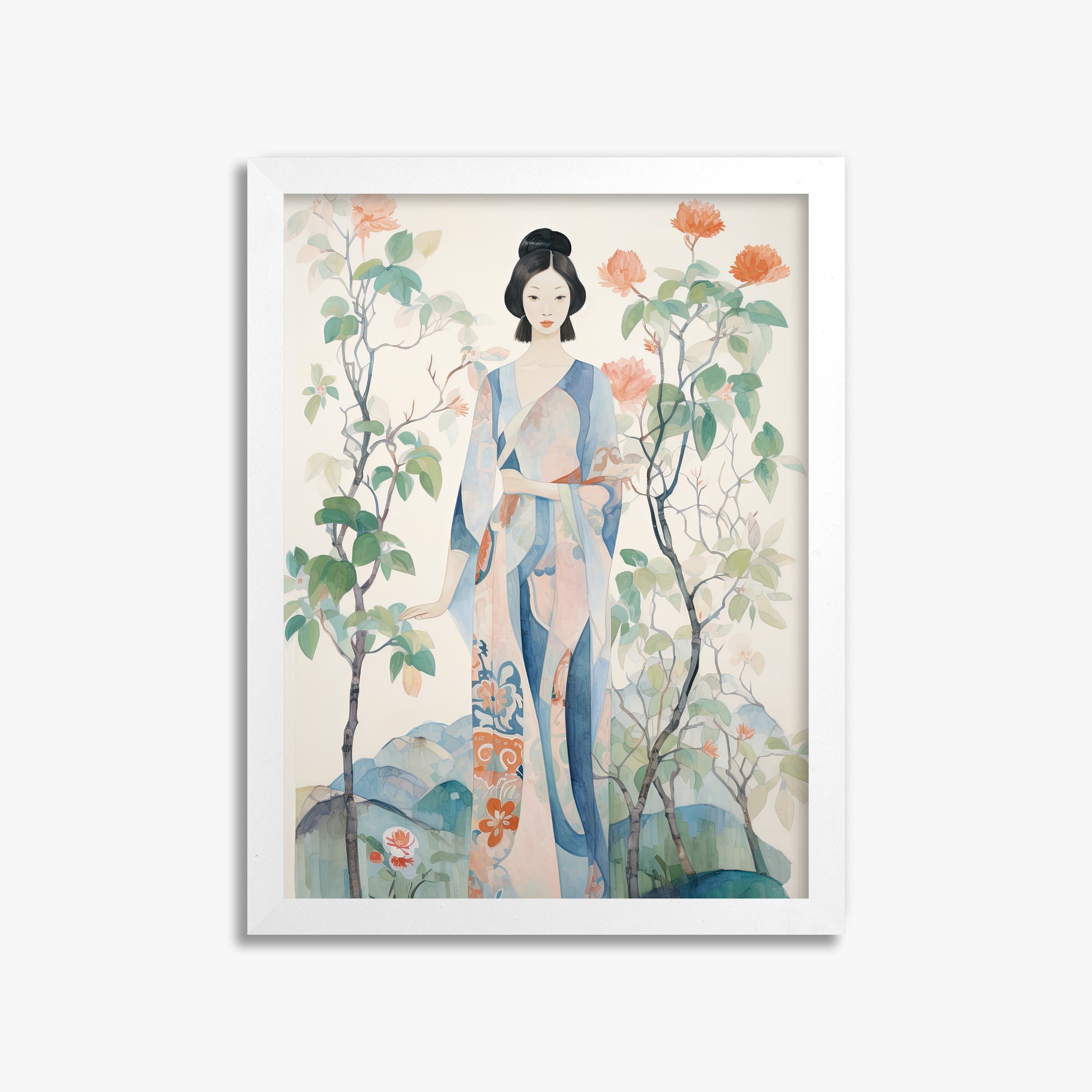 Blossom Garden Serenity, 30x40cm Framed Poster With White Frame