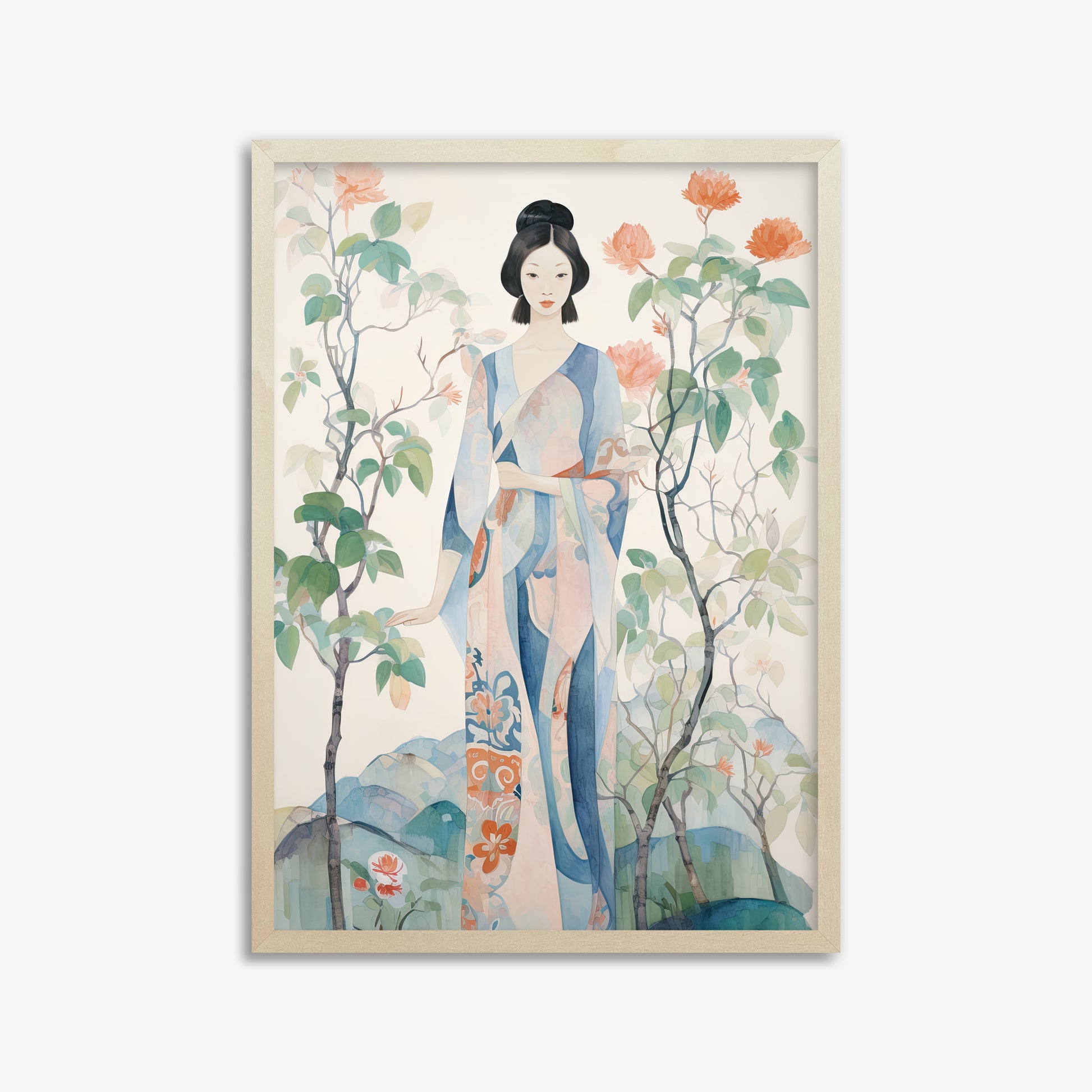 Blossom Garden Serenity, 50x70cm Framed Poster With Lime Wood Frame