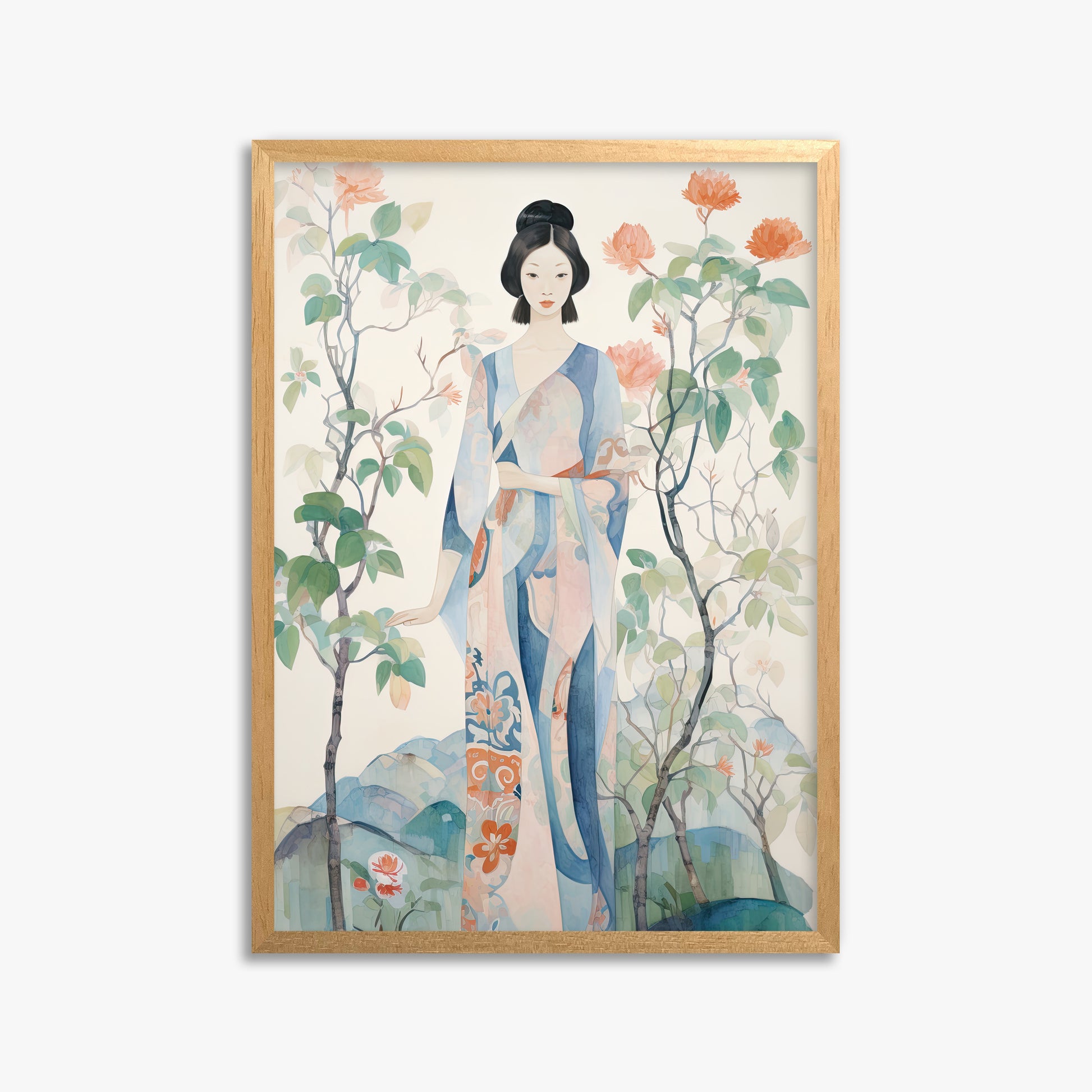 Blossom Garden Serenity, 50x70cm Framed Poster With Oak Frame