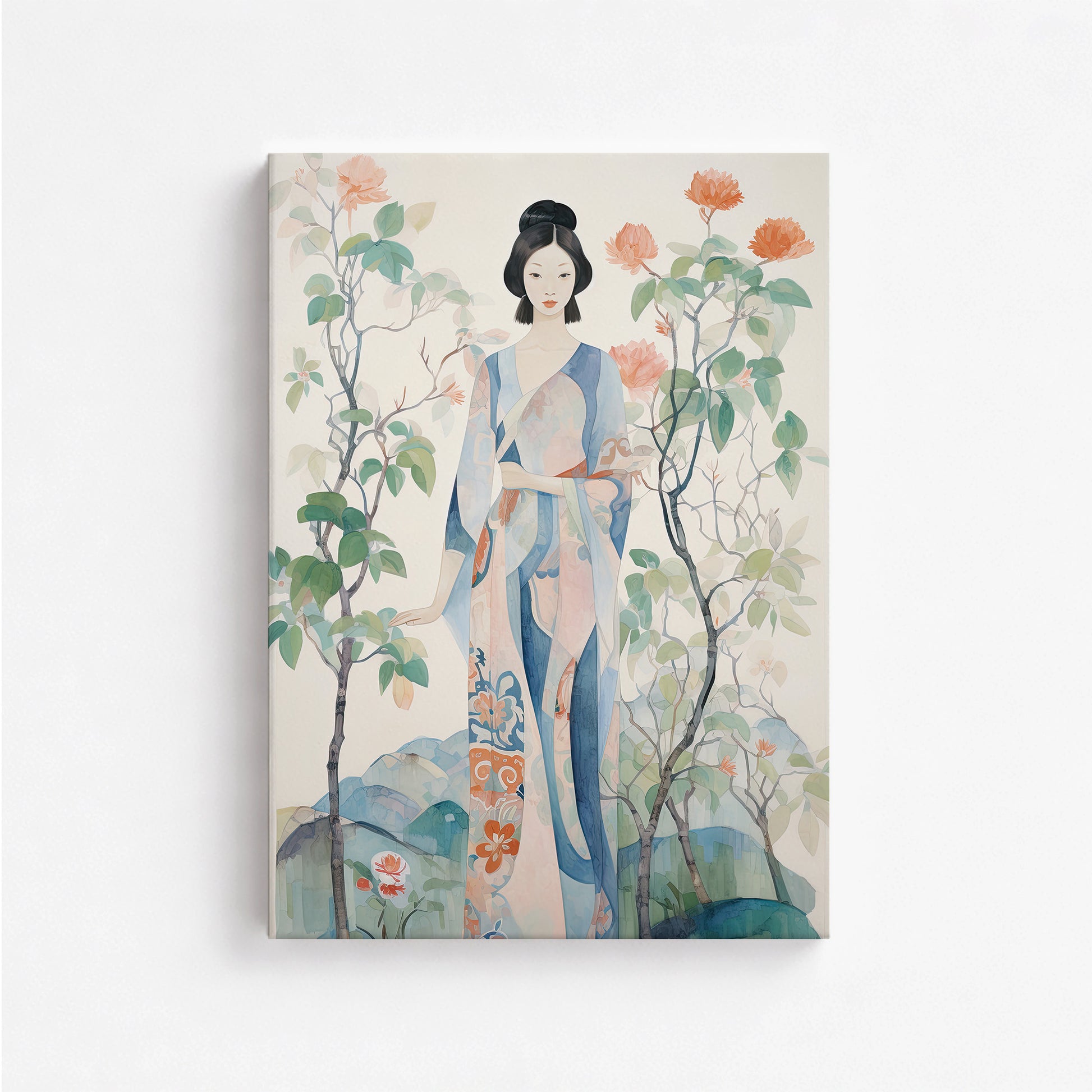 Blossom Garden Serenity, 50x70cm Satin Canvas Poster