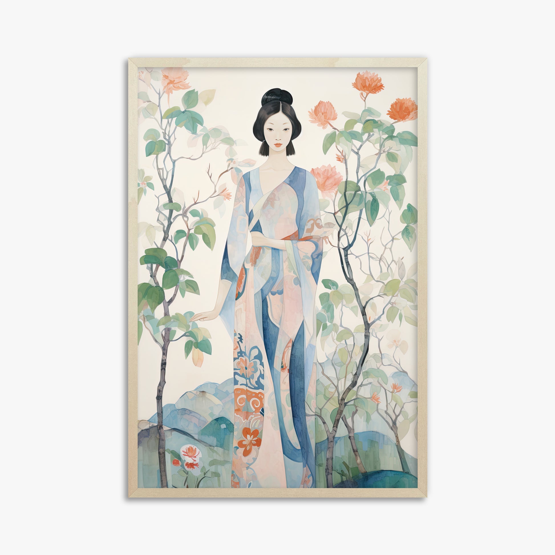 Blossom Garden Serenity, 61x91cm Framed Poster With Lime Wood Frame