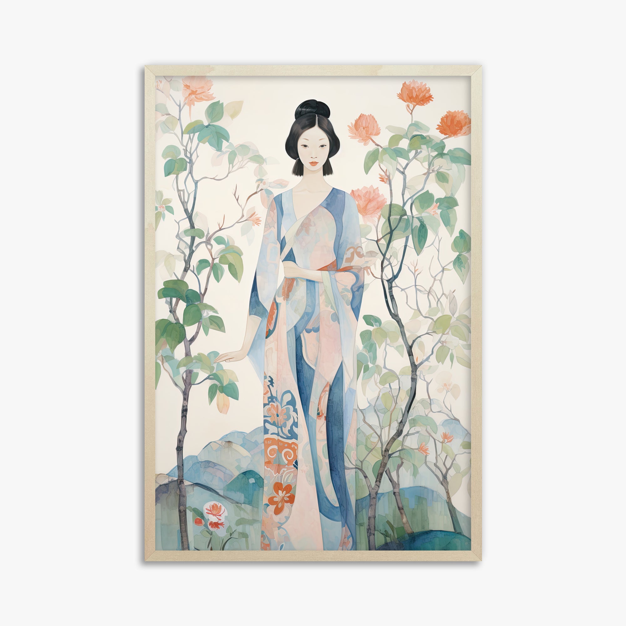 Blossom Garden Serenity, 61x91cm Framed Poster With Lime Wood Frame